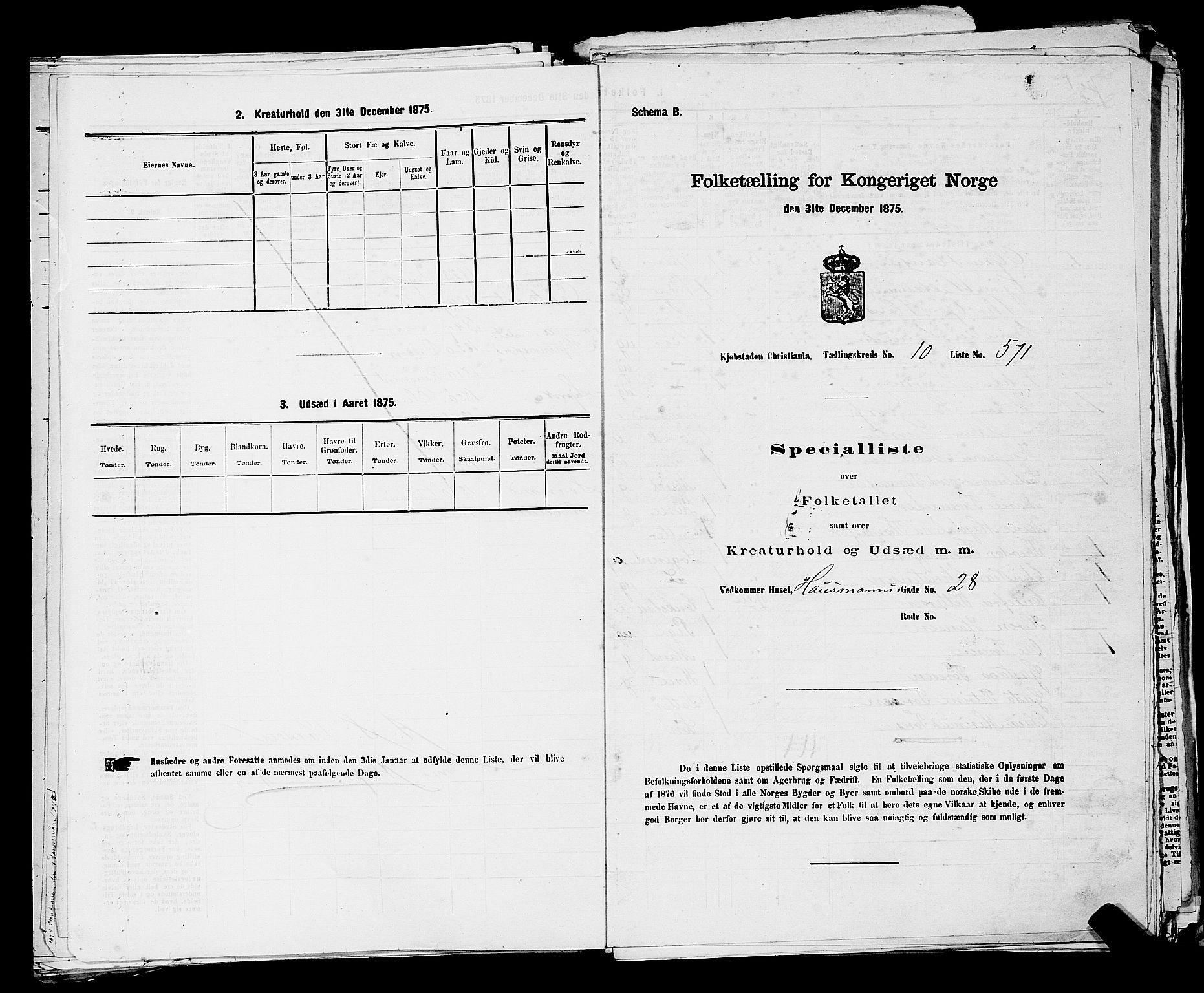 RA, Folketelling 1875 for 0301 Kristiania kjøpstad, 1875, s. 1747