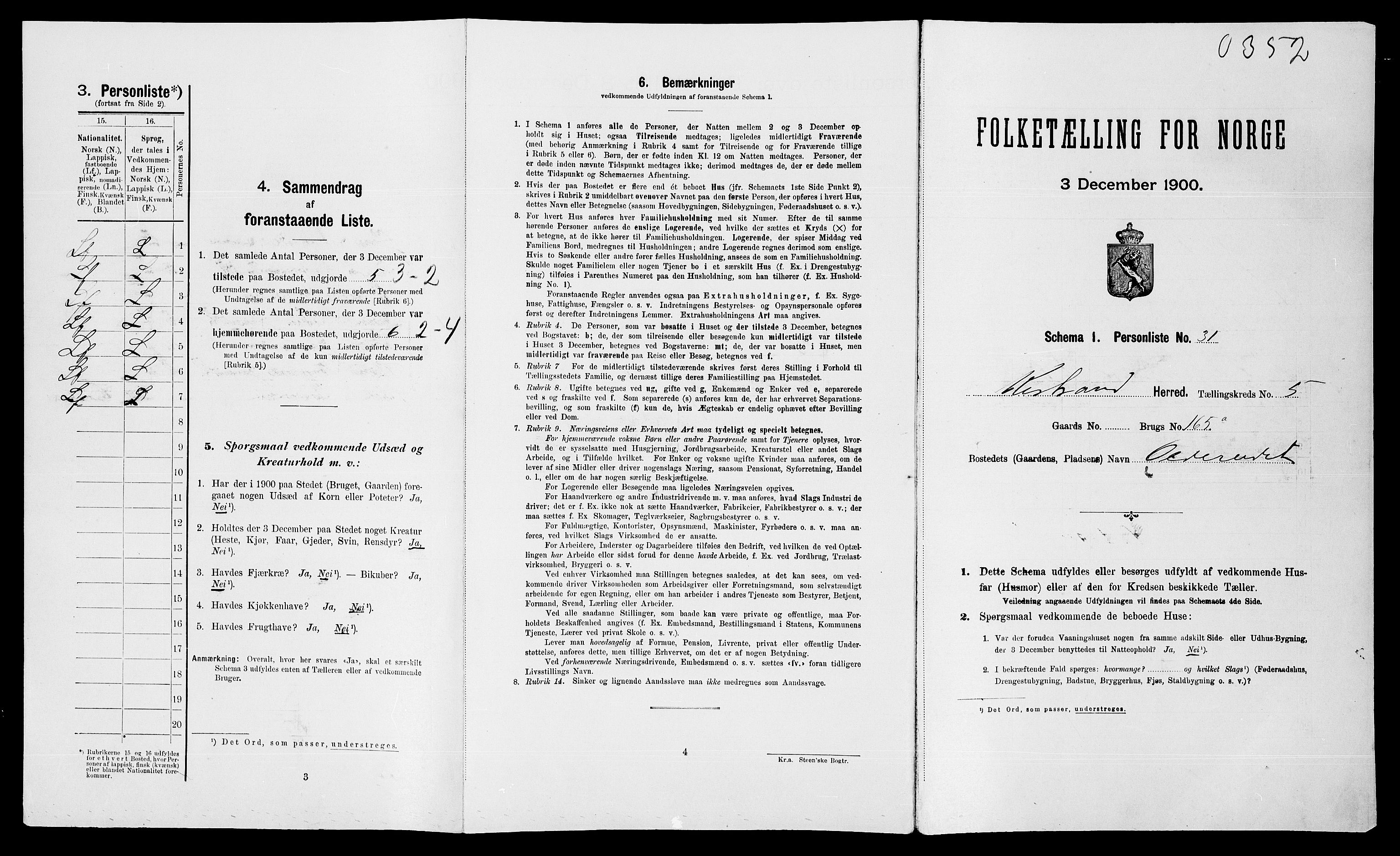 SATØ, Folketelling 1900 for 2020 Kistrand herred, 1900, s. 434