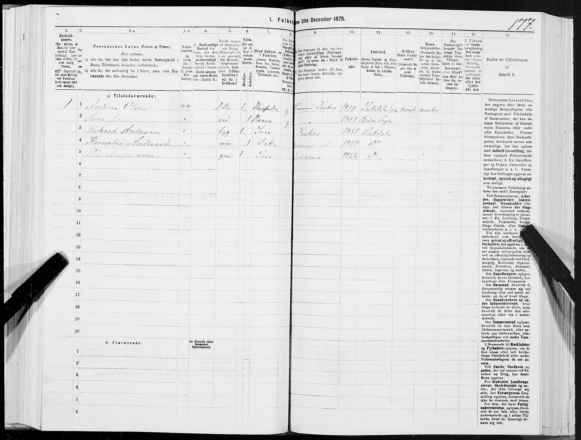 SAT, Folketelling 1875 for 1840P Saltdal prestegjeld, 1875, s. 1177