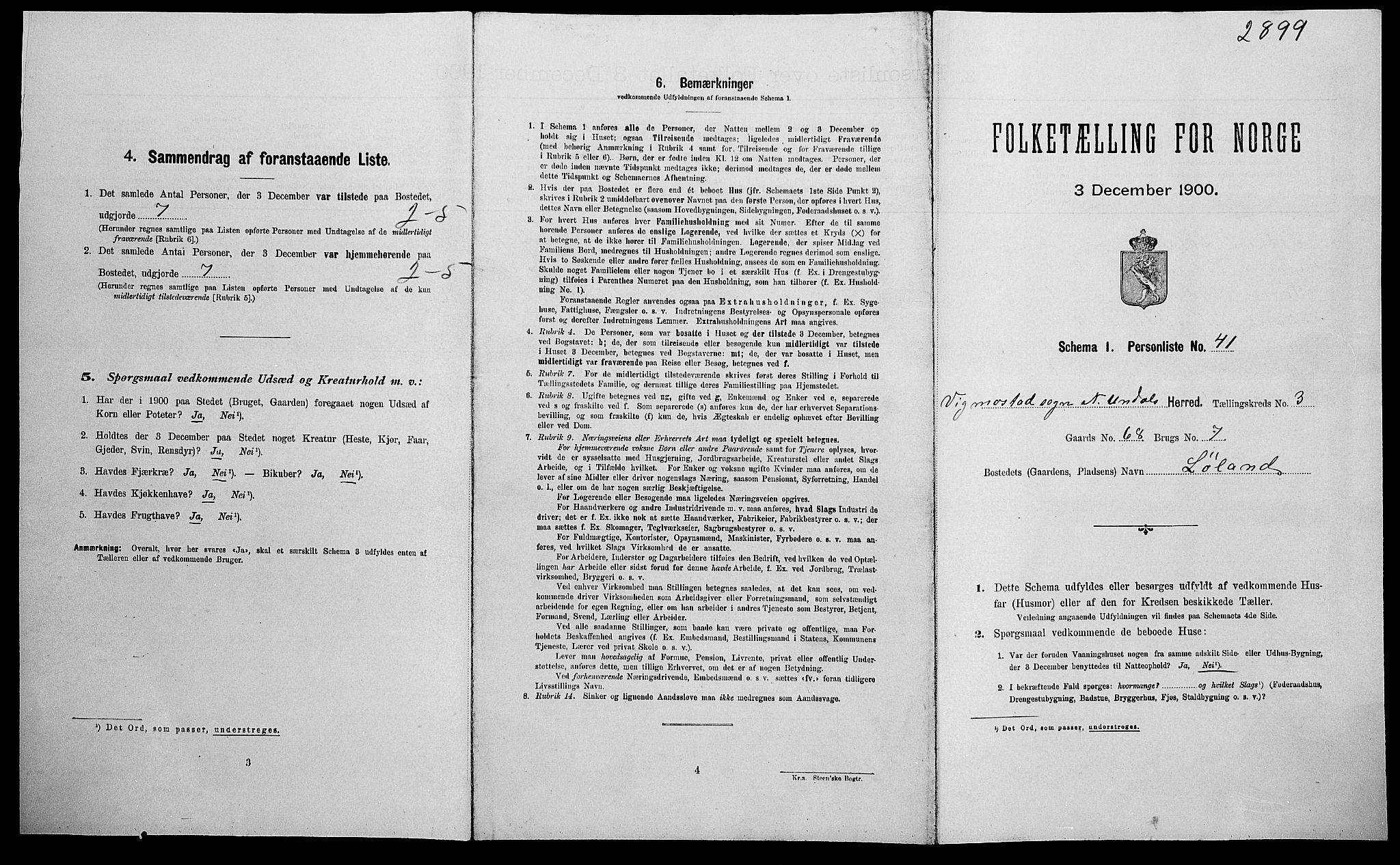SAK, Folketelling 1900 for 1028 Nord-Audnedal herred, 1900, s. 333
