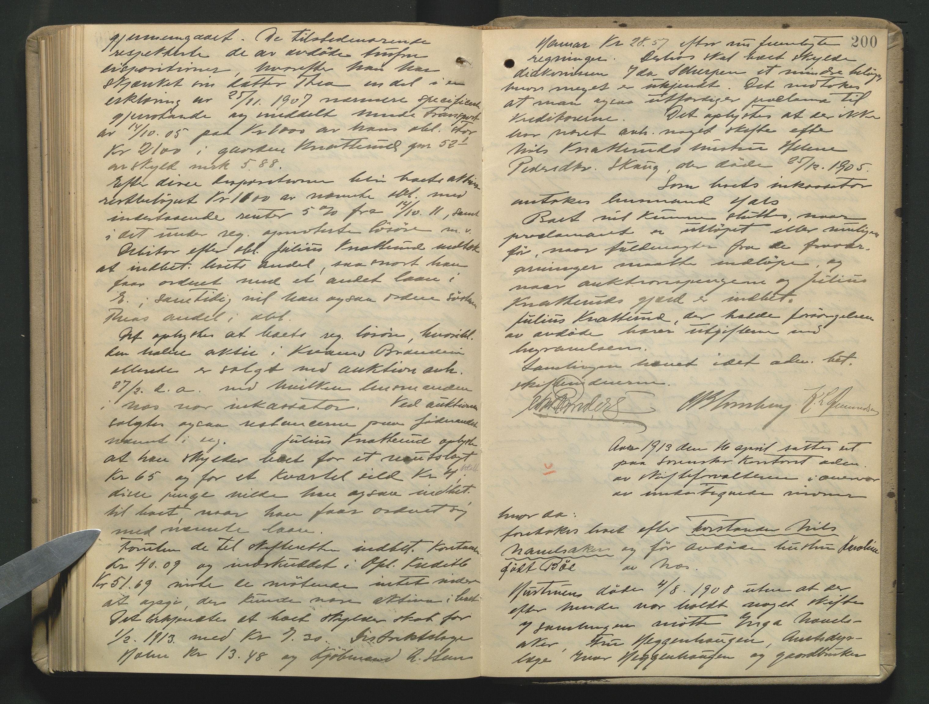 Nord-Hedmark sorenskriveri, AV/SAH-TING-012/J/Jc/Jca/L0004: Skifteforhandlingsprotokoll, 1910-1913, s. 199b-200a