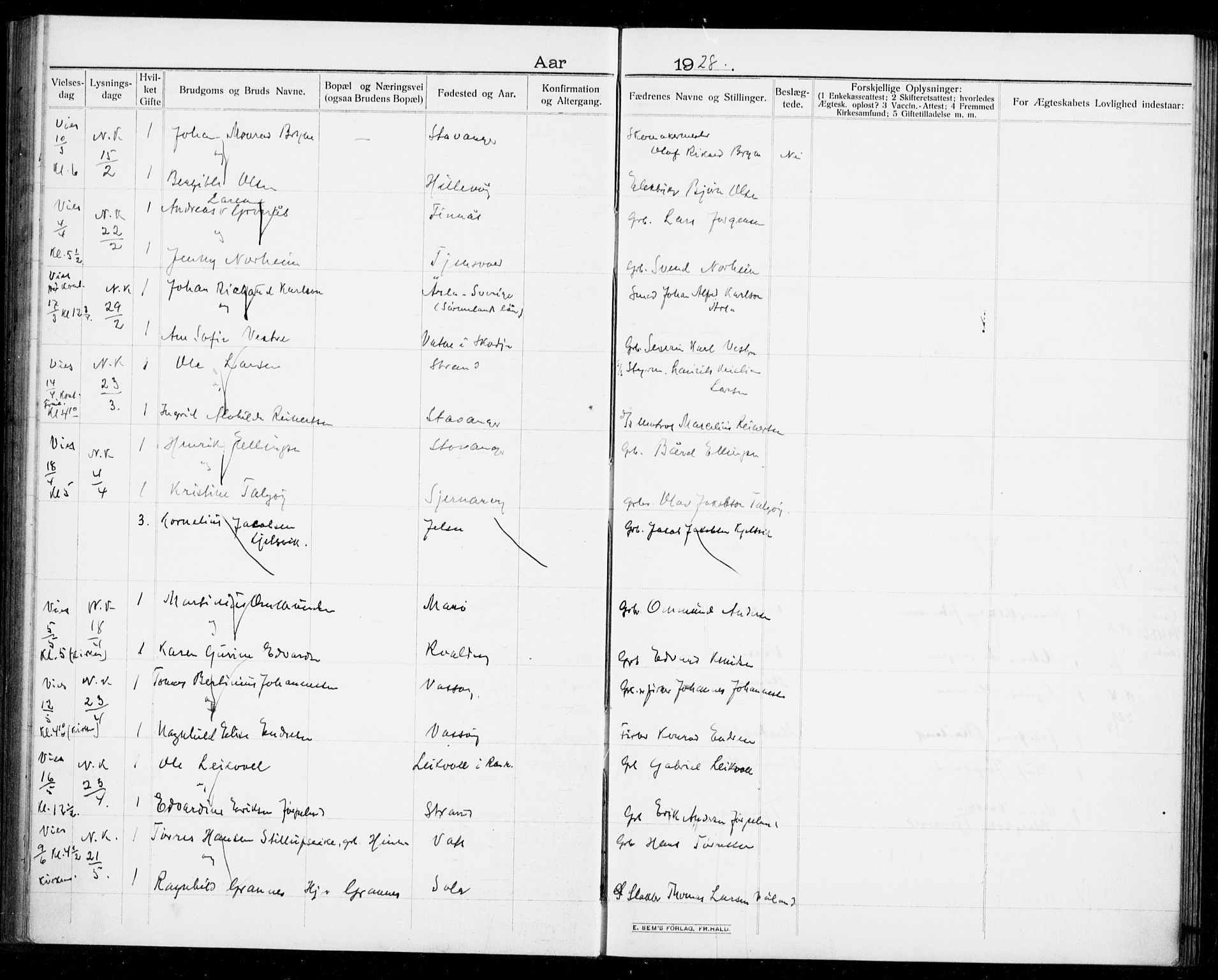 Hetland sokneprestkontor, AV/SAST-A-101826/70/705BA/L0005: Lysningsprotokoll nr. 705.BA.5, 1911-1935