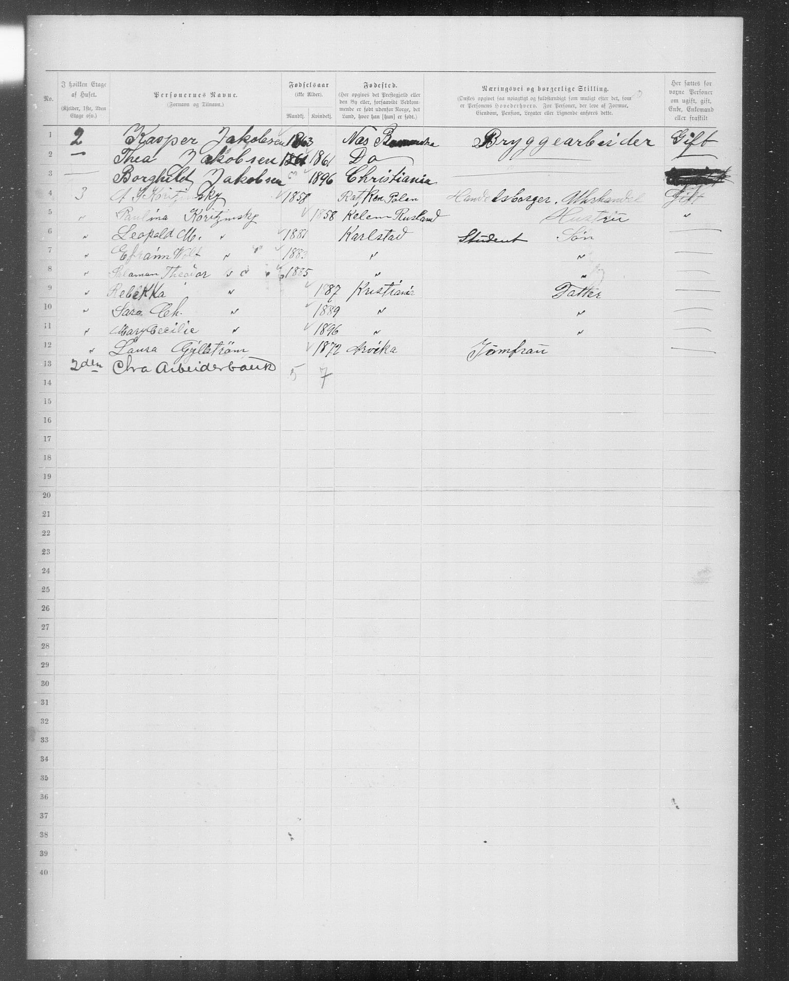 OBA, Kommunal folketelling 31.12.1899 for Kristiania kjøpstad, 1899, s. 10561