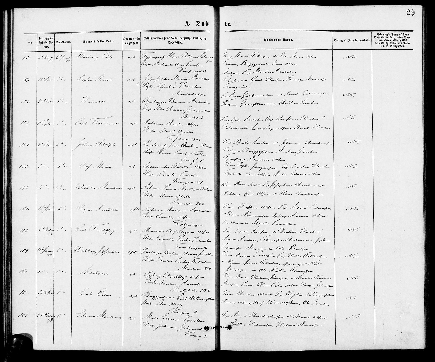 Gamle Aker prestekontor Kirkebøker, AV/SAO-A-10617a/G/L0003: Klokkerbok nr. 3, 1869-1874, s. 29