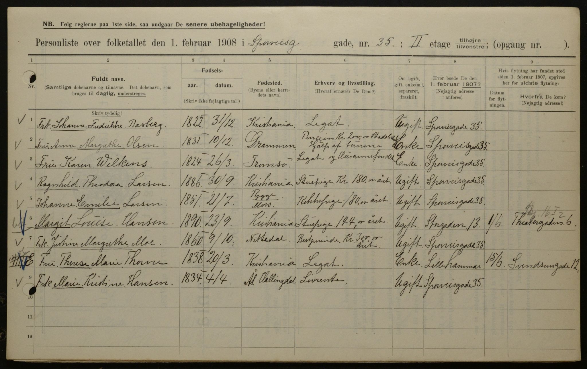 OBA, Kommunal folketelling 1.2.1908 for Kristiania kjøpstad, 1908, s. 90546