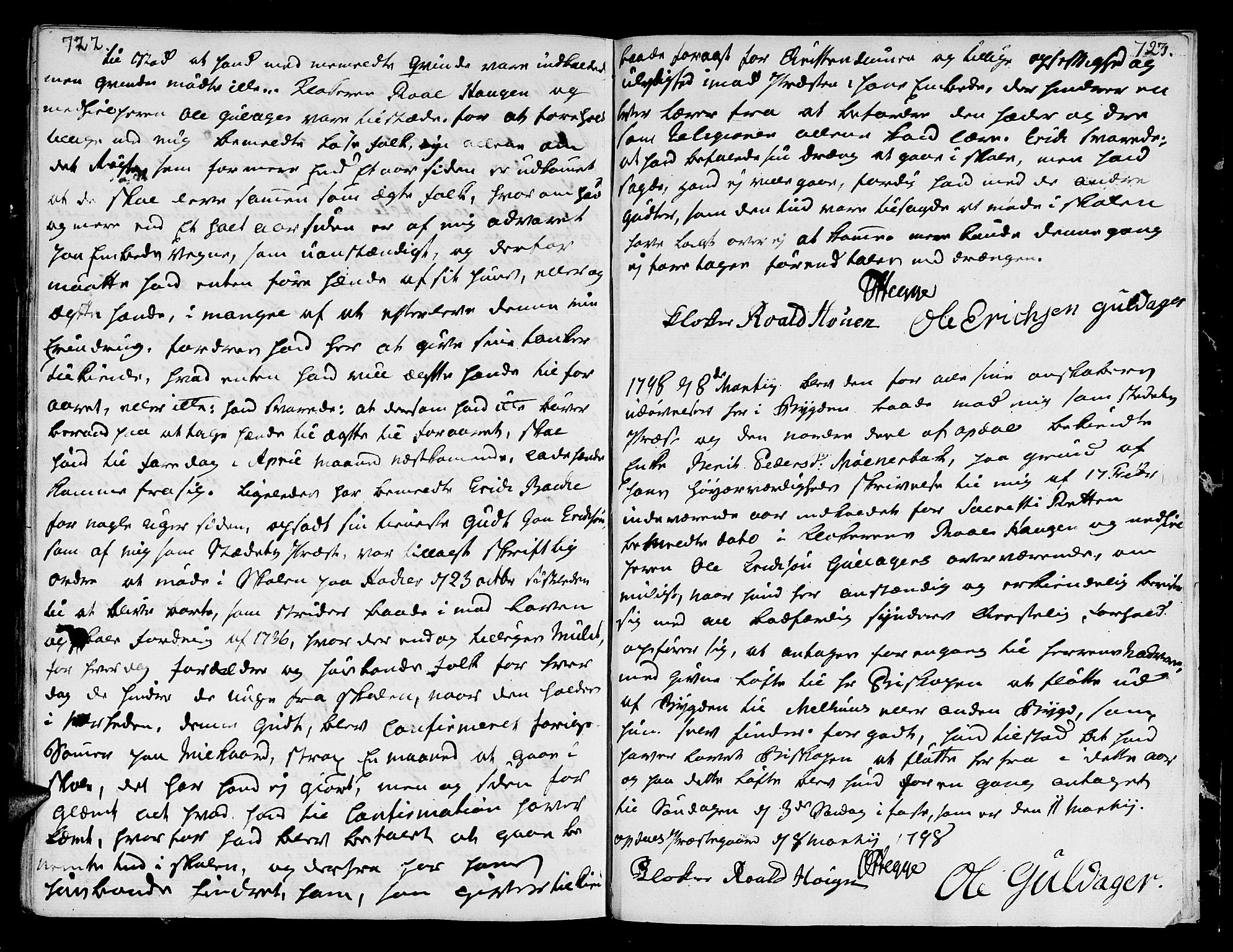 Ministerialprotokoller, klokkerbøker og fødselsregistre - Sør-Trøndelag, AV/SAT-A-1456/678/L0893: Ministerialbok nr. 678A03, 1792-1805, s. 722-723