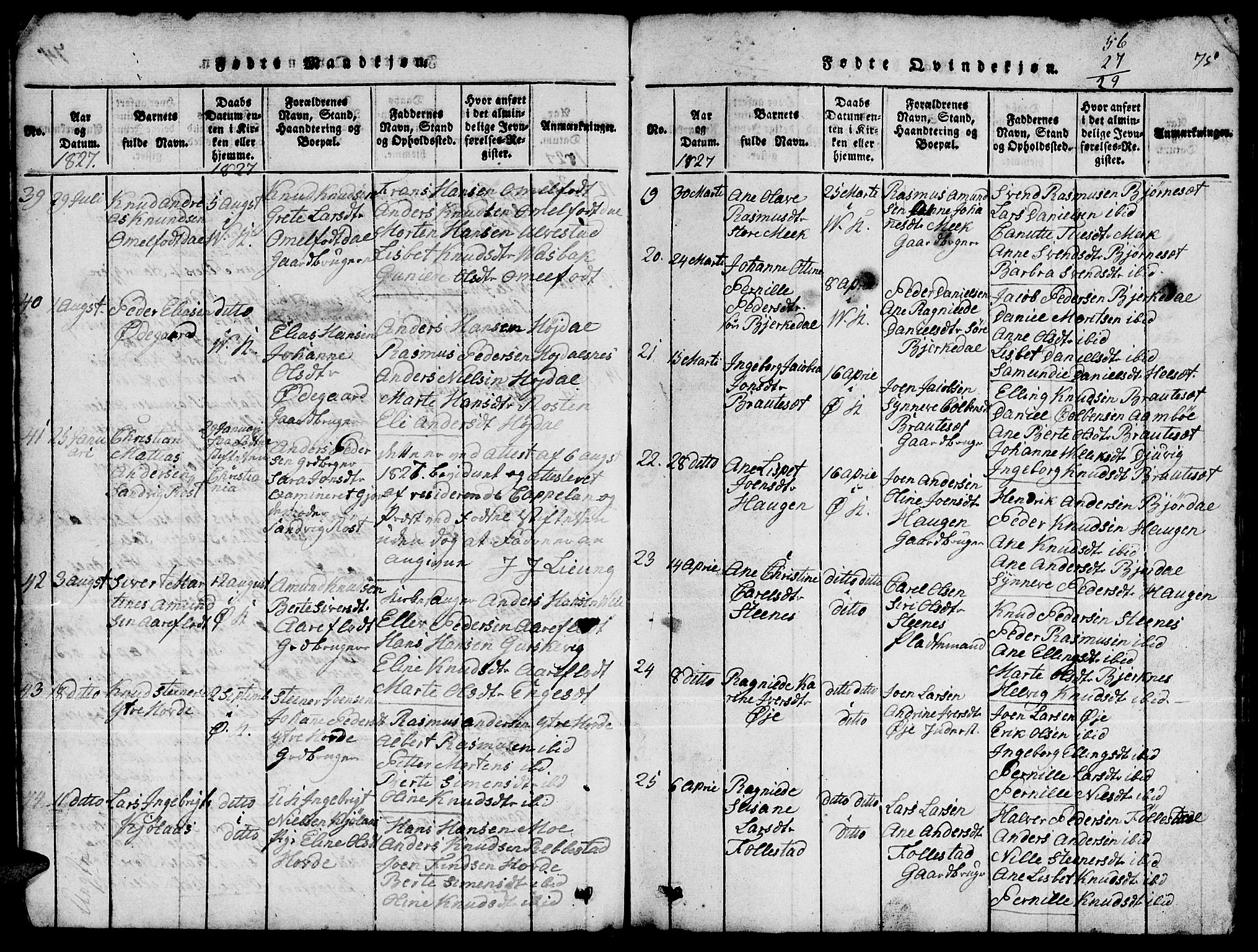 Ministerialprotokoller, klokkerbøker og fødselsregistre - Møre og Romsdal, AV/SAT-A-1454/511/L0155: Klokkerbok nr. 511C01, 1817-1829, s. 75