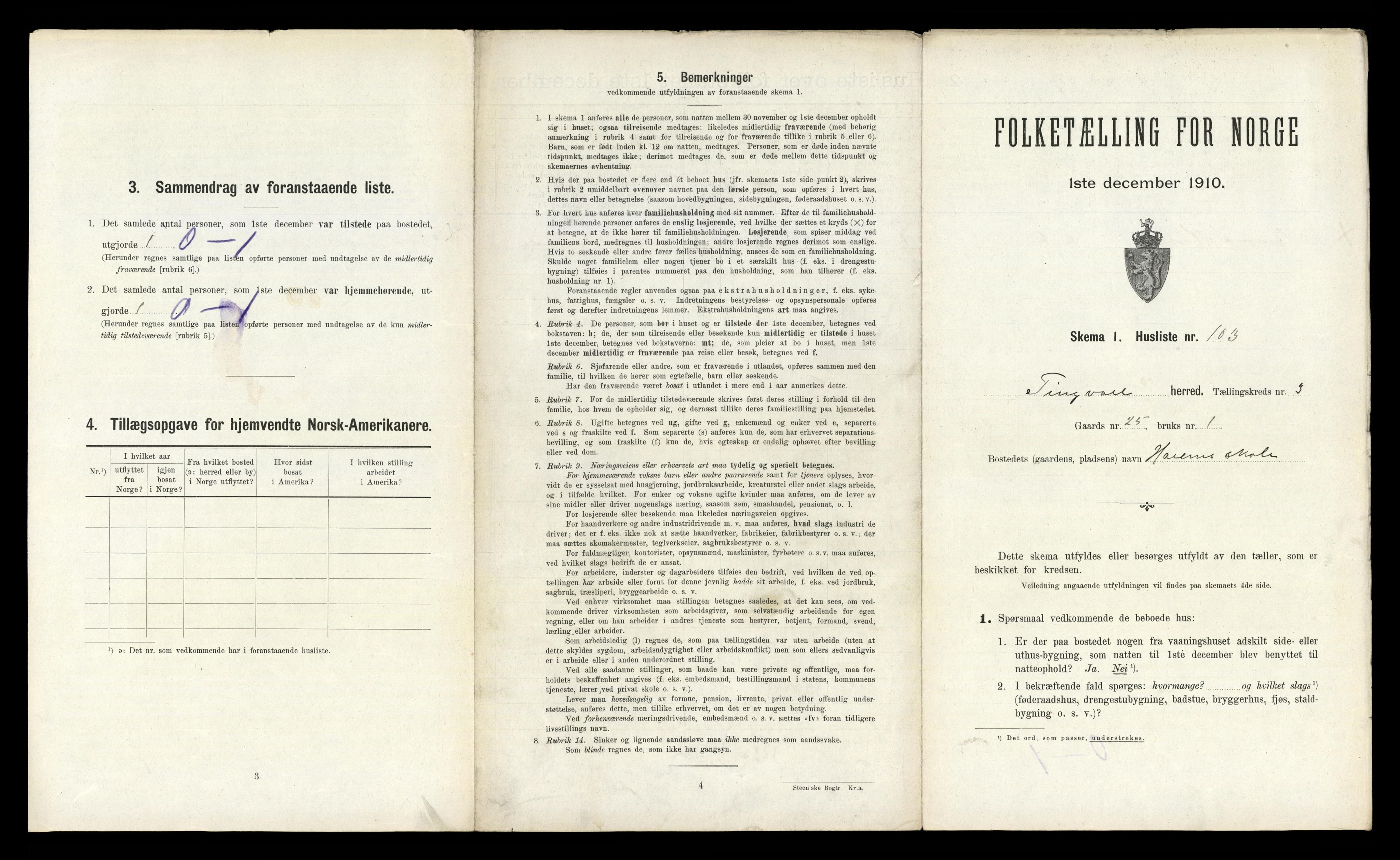 RA, Folketelling 1910 for 1560 Tingvoll herred, 1910, s. 397