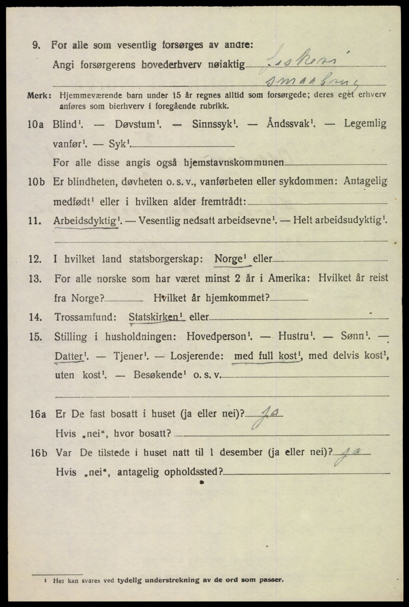 SAK, Folketelling 1920 for 1012 Oddernes herred, 1920, s. 2170
