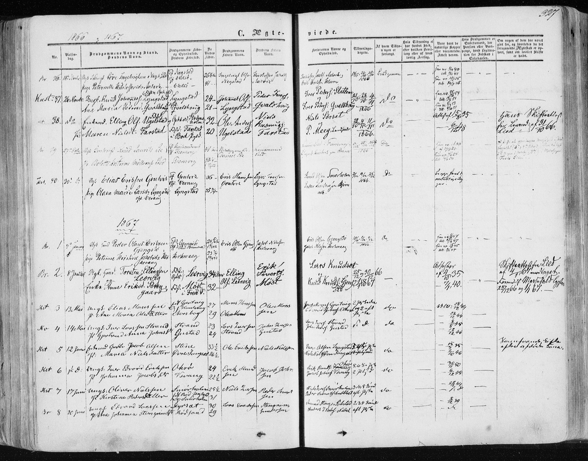 Ministerialprotokoller, klokkerbøker og fødselsregistre - Møre og Romsdal, AV/SAT-A-1454/568/L0804: Ministerialbok nr. 568A11, 1854-1868, s. 327