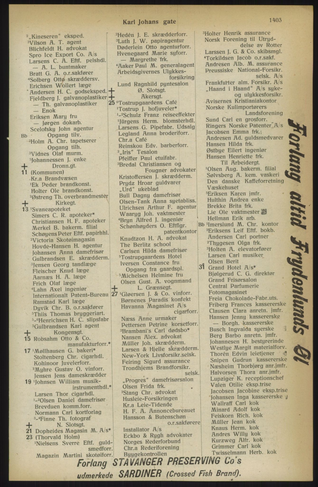 Kristiania/Oslo adressebok, PUBL/-, 1914, s. 1403