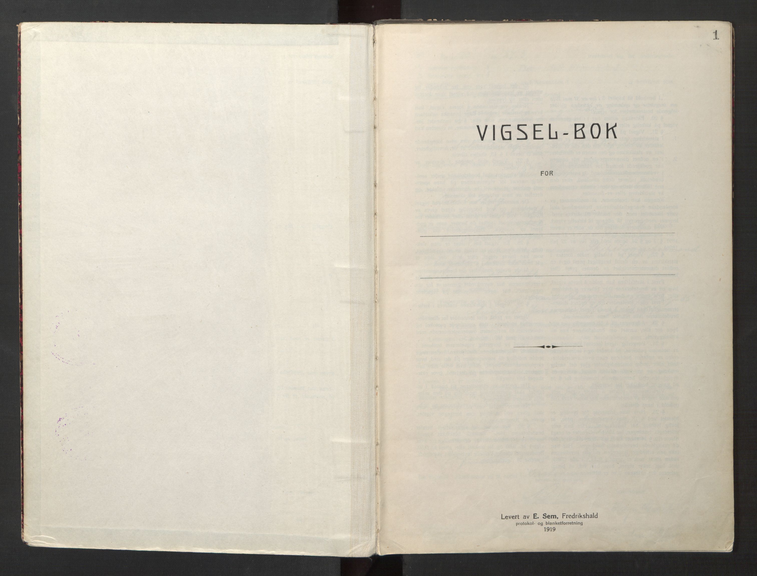 Den evangelisk-lutherske frikirke østre menighet, Oslo, SAO/PAO-0245/F/L0005: Vigselsbok (dissentere) nr. 5, 1920-1941, s. 1