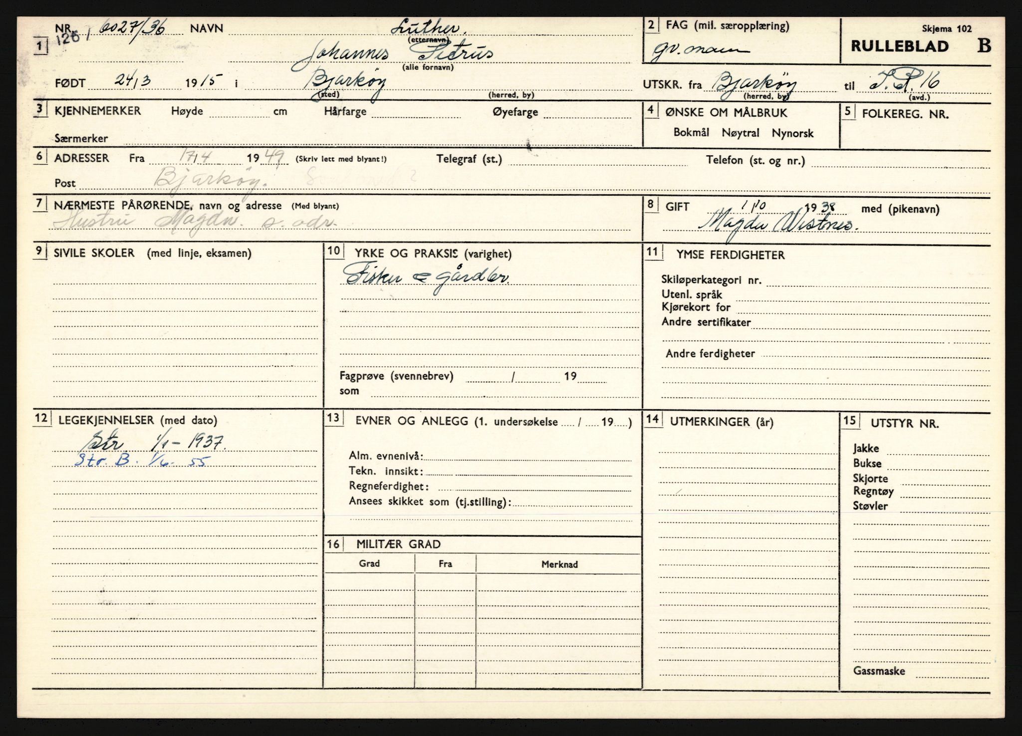 Forsvaret, Troms infanteriregiment nr. 16, AV/RA-RAFA-3146/P/Pa/L0020: Rulleblad for regimentets menige mannskaper, årsklasse 1936, 1936, s. 837