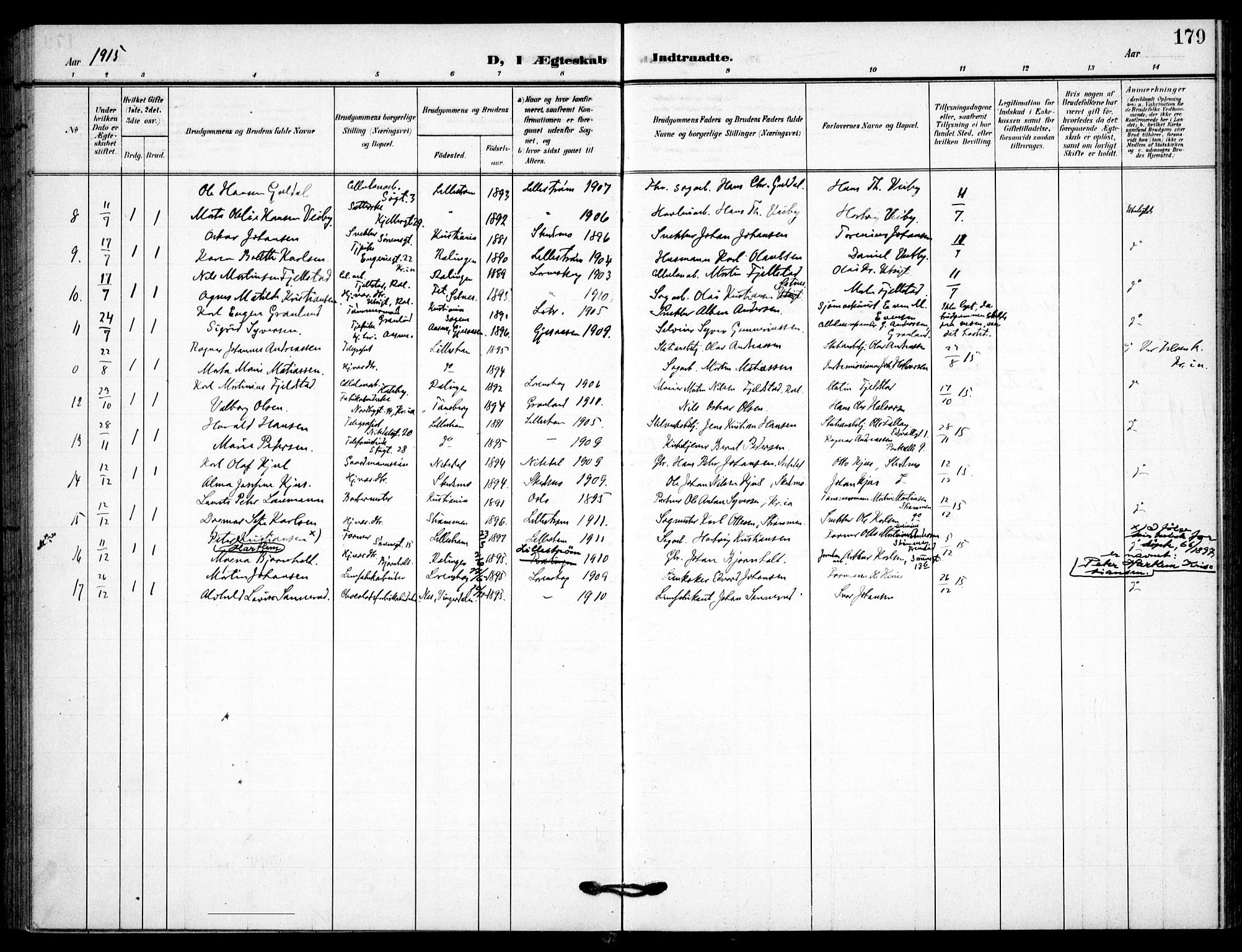 Skedsmo prestekontor Kirkebøker, AV/SAO-A-10033a/F/Fc/L0001: Ministerialbok nr. III 1, 1908-1916, s. 179