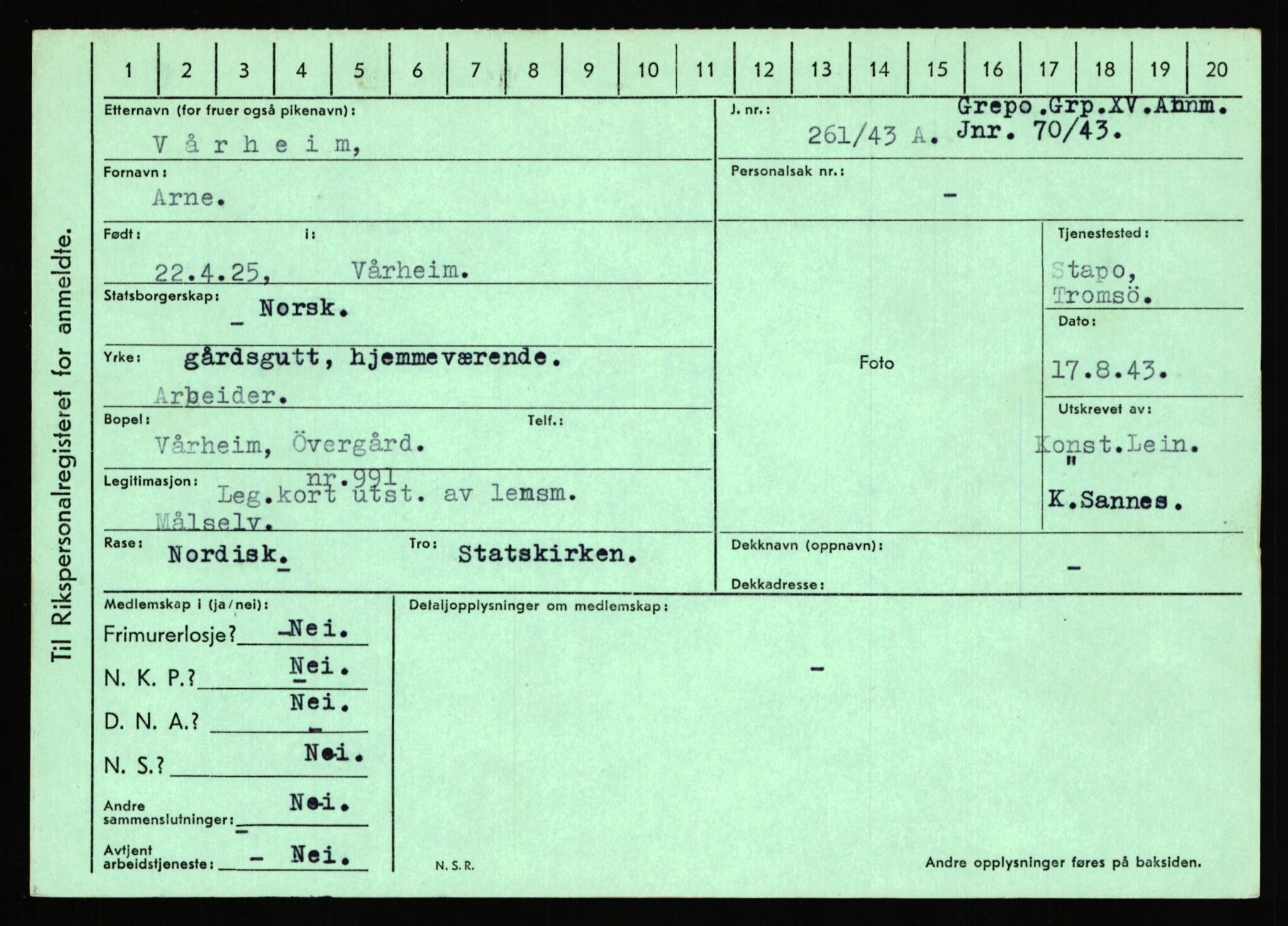 Statspolitiet - Hovedkontoret / Osloavdelingen, AV/RA-S-1329/C/Ca/L0016: Uberg - Øystese, 1943-1945, s. 471