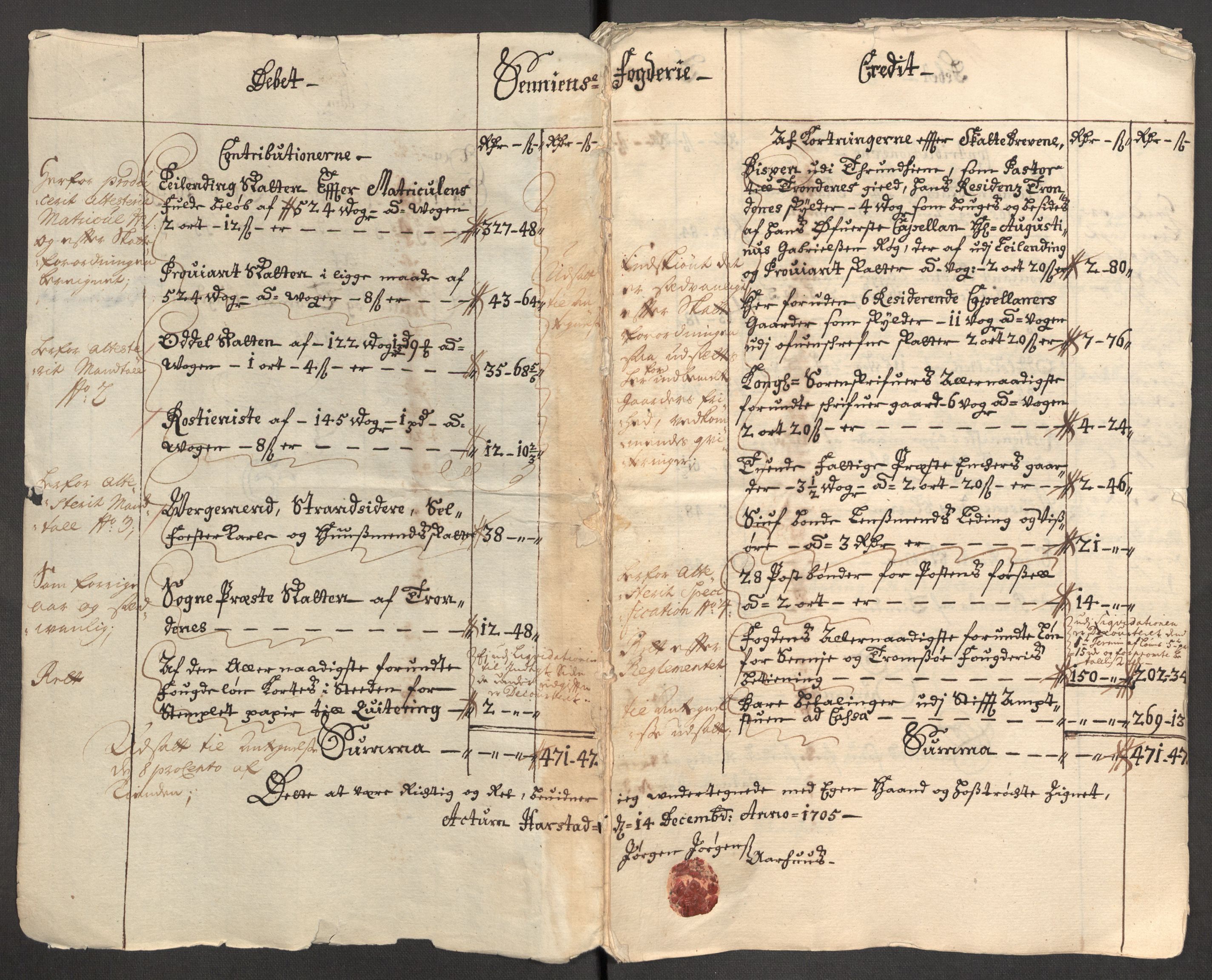 Rentekammeret inntil 1814, Reviderte regnskaper, Fogderegnskap, AV/RA-EA-4092/R68/L4756: Fogderegnskap Senja og Troms, 1705-1707, s. 5