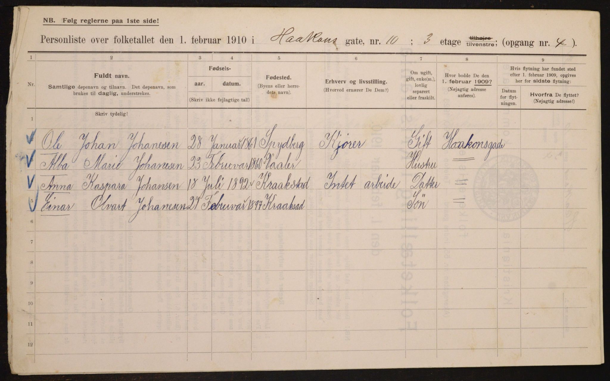 OBA, Kommunal folketelling 1.2.1910 for Kristiania, 1910, s. 41825