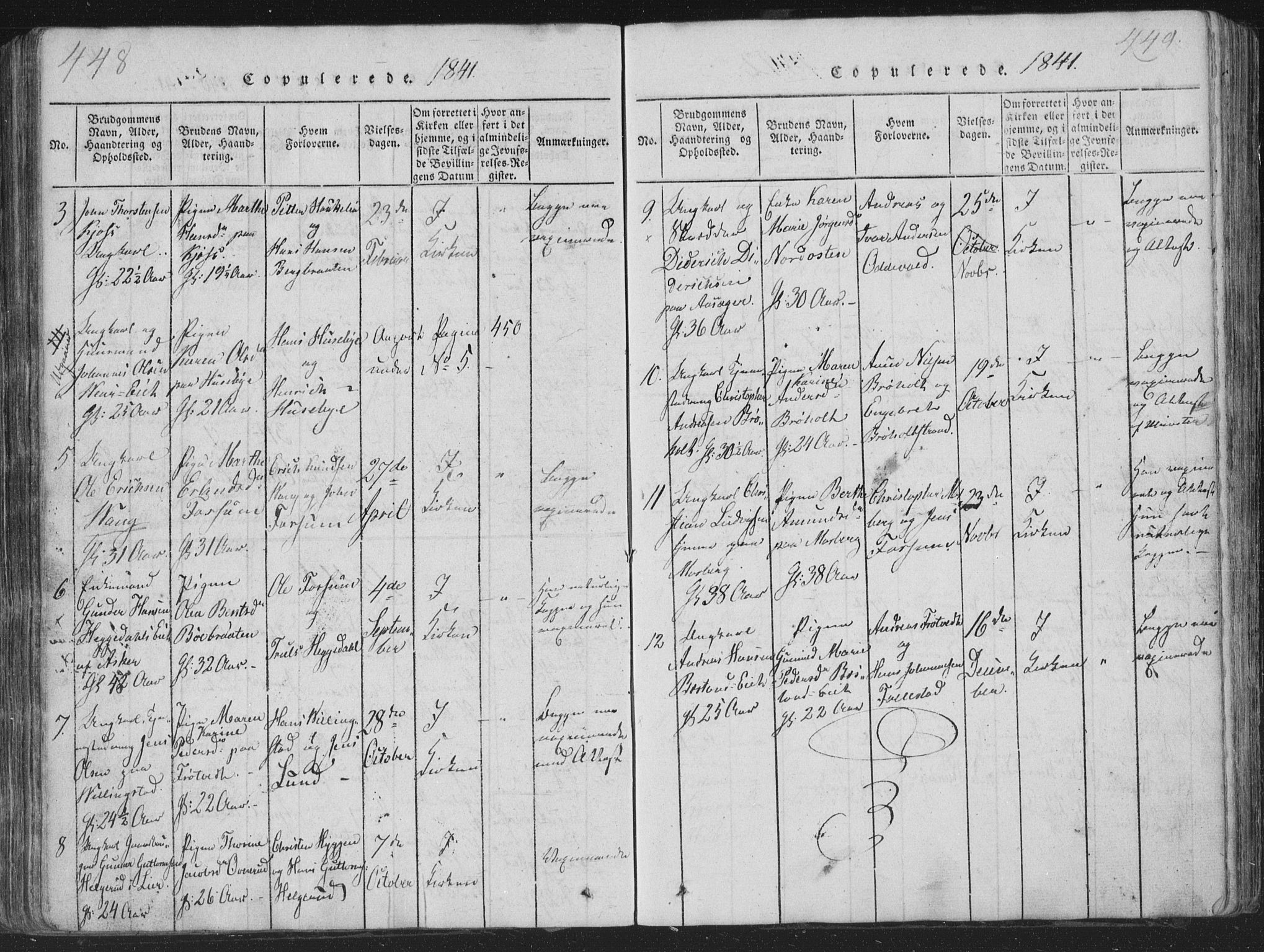 Røyken kirkebøker, AV/SAKO-A-241/G/Ga/L0003: Klokkerbok nr. 3, 1814-1856, s. 448-449