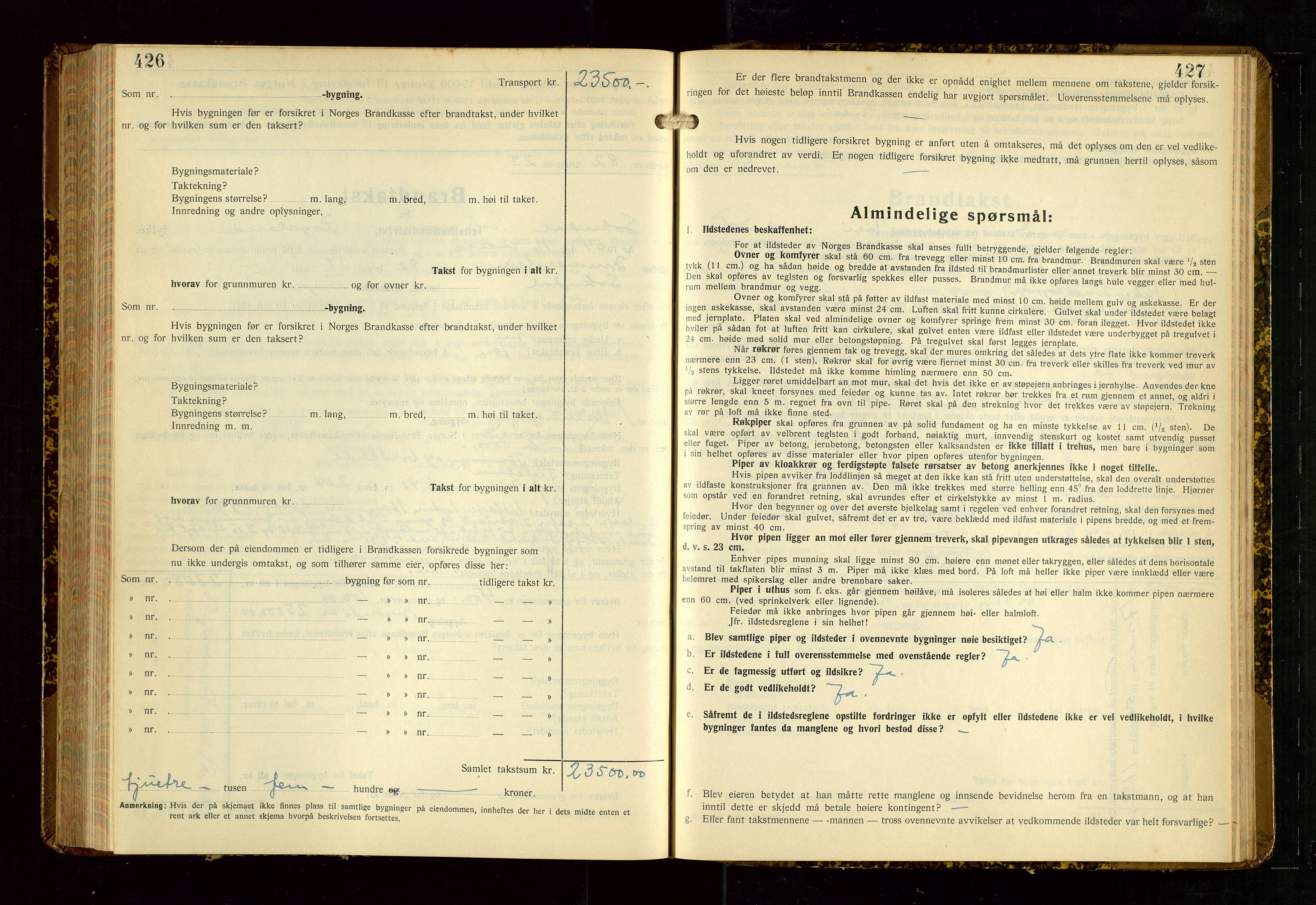 Sokndal lensmannskontor, AV/SAST-A-100417/Gob/L0008: "Brandtakst-Protokoll", 1937-1955, s. 426-427