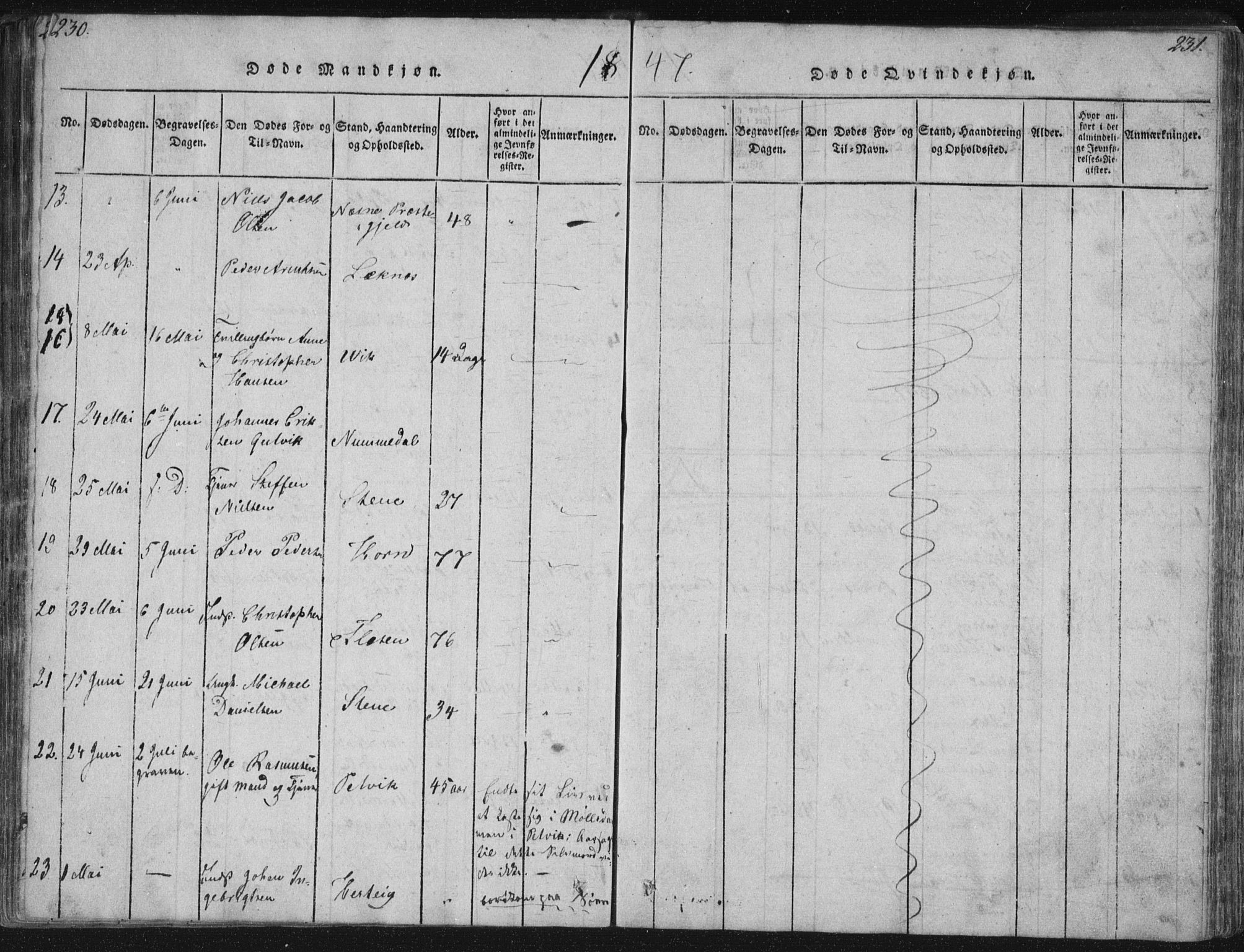 Ministerialprotokoller, klokkerbøker og fødselsregistre - Nordland, SAT/A-1459/881/L1164: Klokkerbok nr. 881C01, 1818-1853, s. 230-231