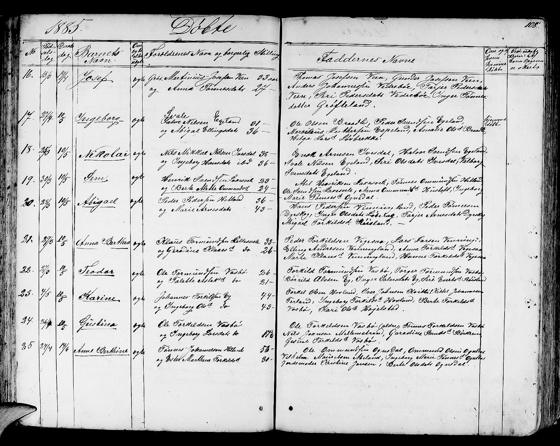 Helleland sokneprestkontor, AV/SAST-A-101810: Klokkerbok nr. B 3, 1847-1886, s. 108