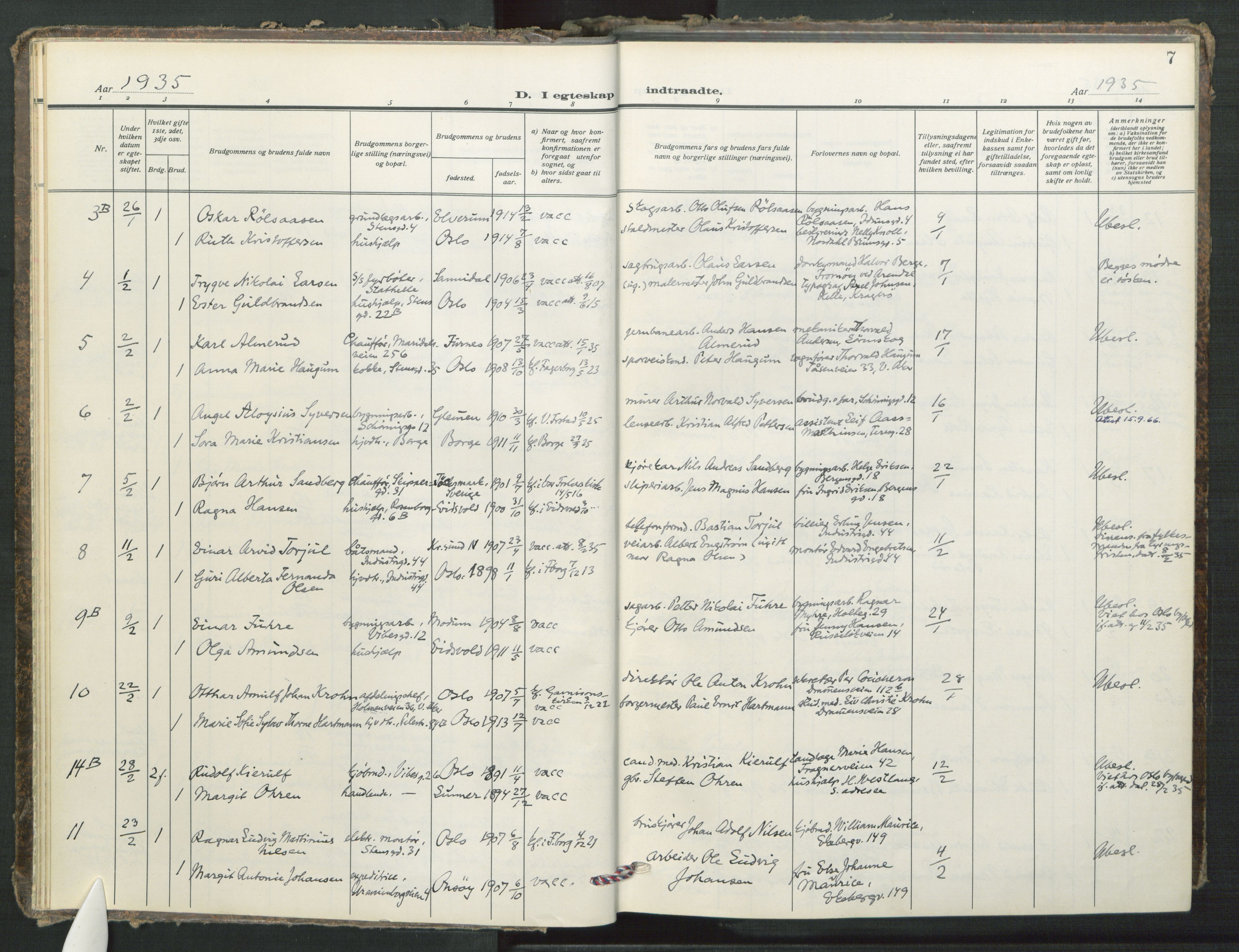 Fagerborg prestekontor Kirkebøker, AV/SAO-A-10844/F/Fa/L0009: Ministerialbok nr. 9, 1934-1945, s. 7
