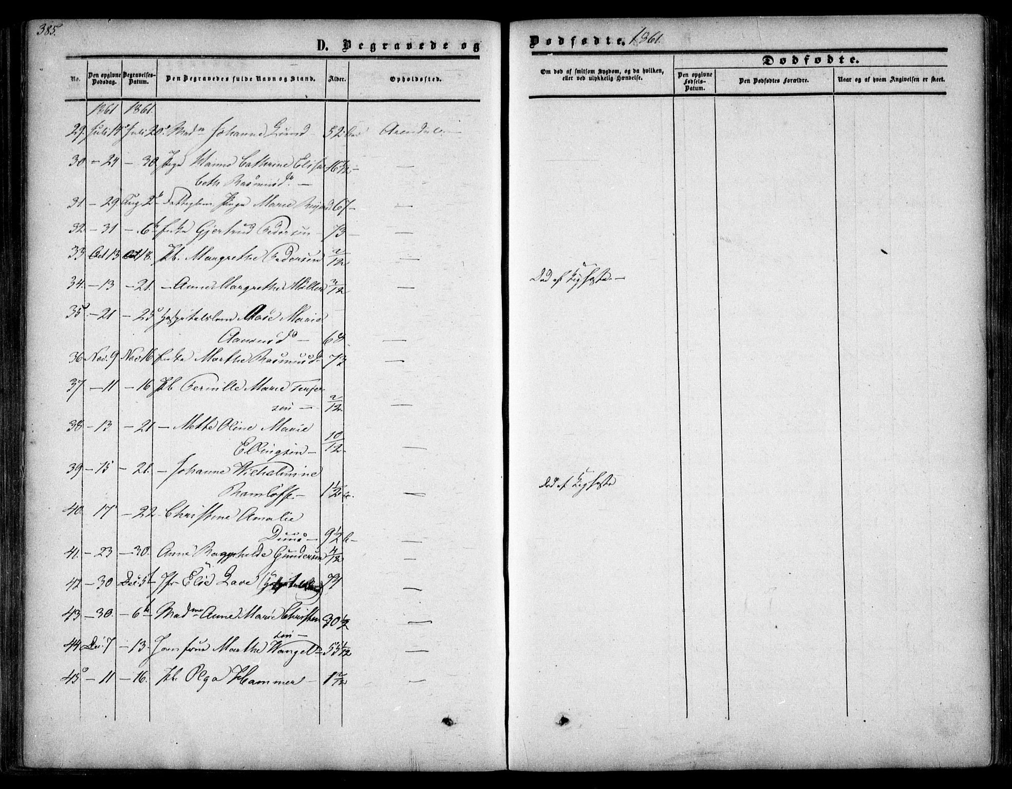 Arendal sokneprestkontor, Trefoldighet, AV/SAK-1111-0040/F/Fa/L0006: Ministerialbok nr. A 6, 1855-1868, s. 385