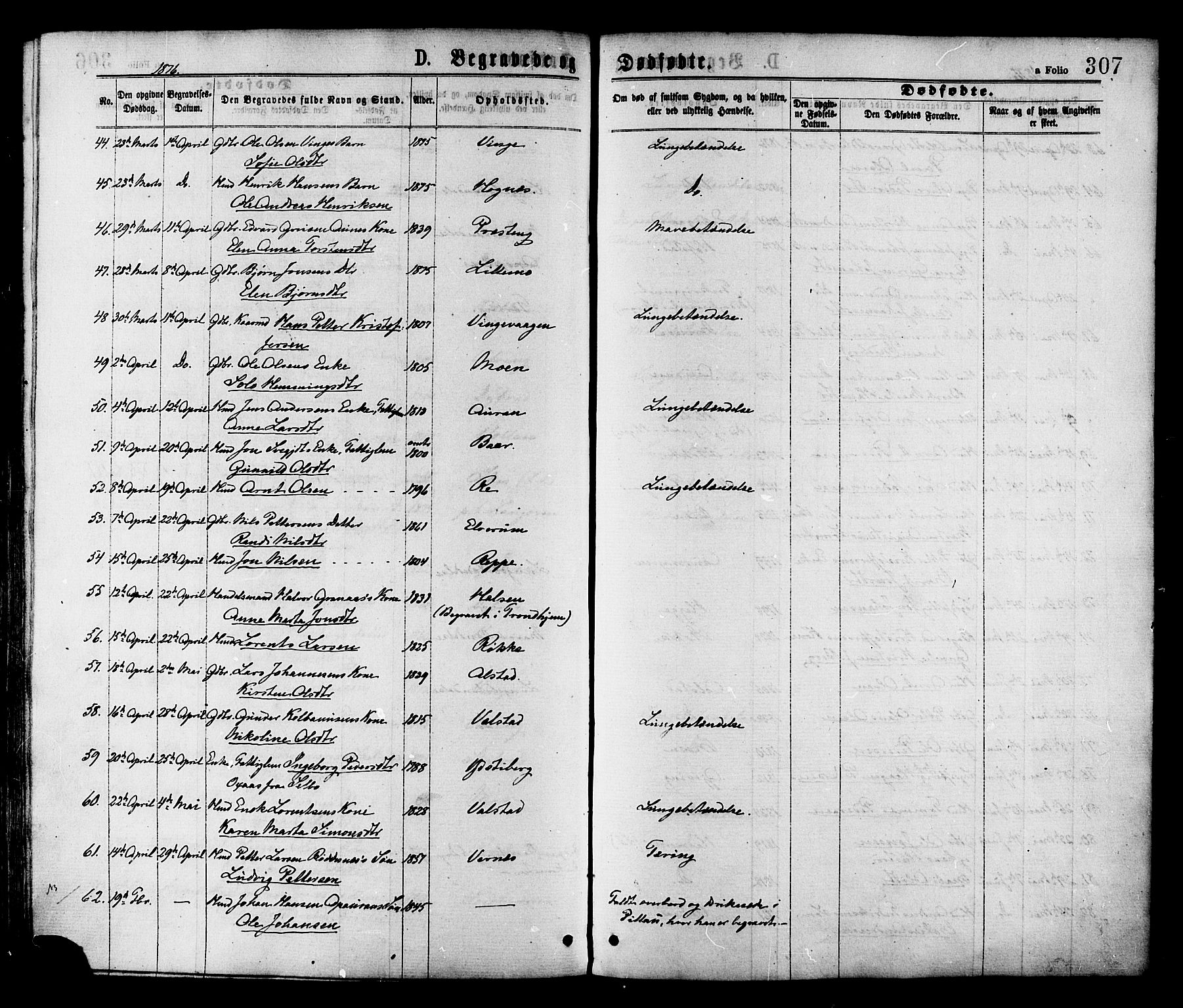 Ministerialprotokoller, klokkerbøker og fødselsregistre - Nord-Trøndelag, AV/SAT-A-1458/709/L0076: Ministerialbok nr. 709A16, 1871-1879, s. 307