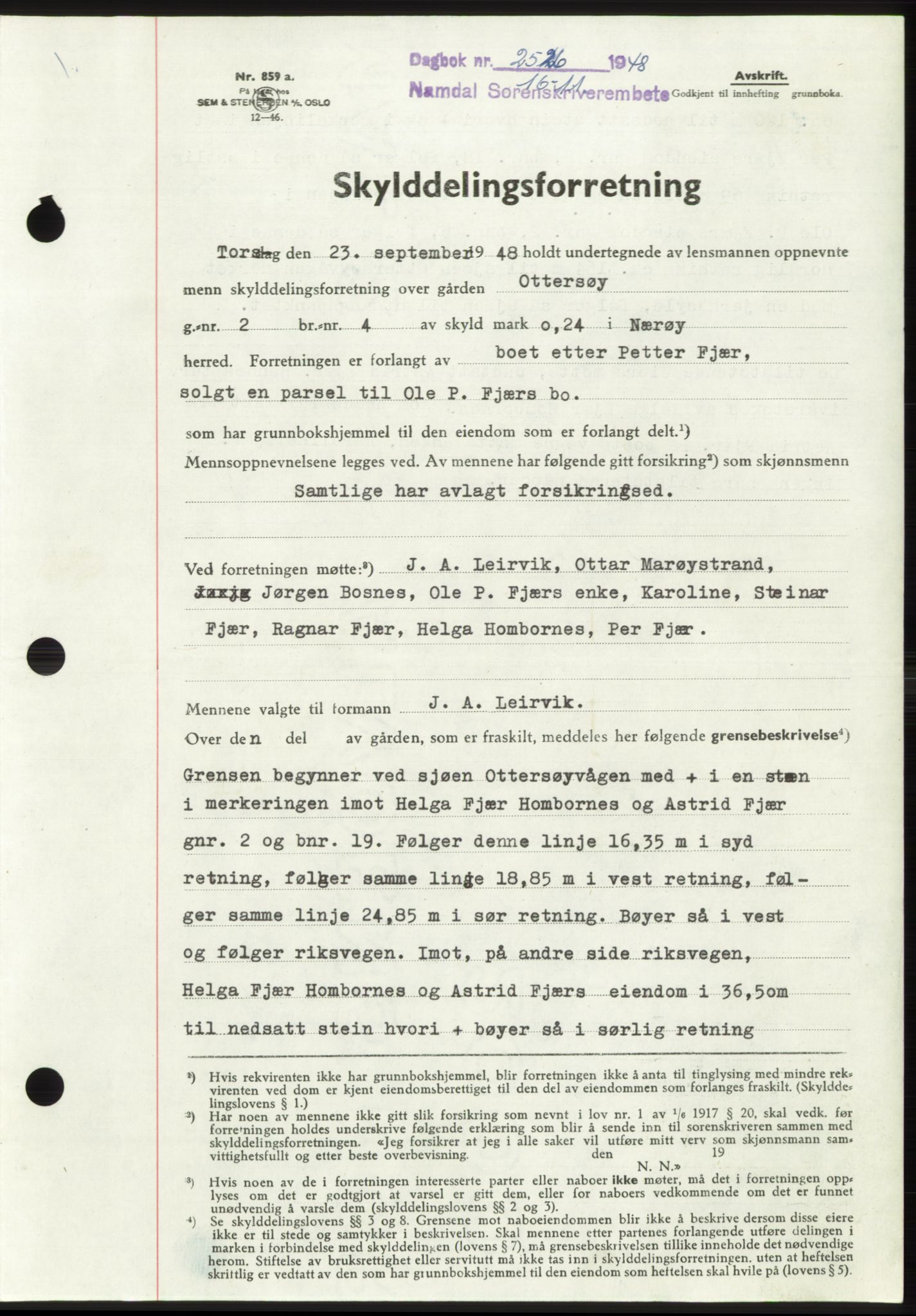 Namdal sorenskriveri, SAT/A-4133/1/2/2C: Pantebok nr. -, 1948-1948, Dagboknr: 2526/1948