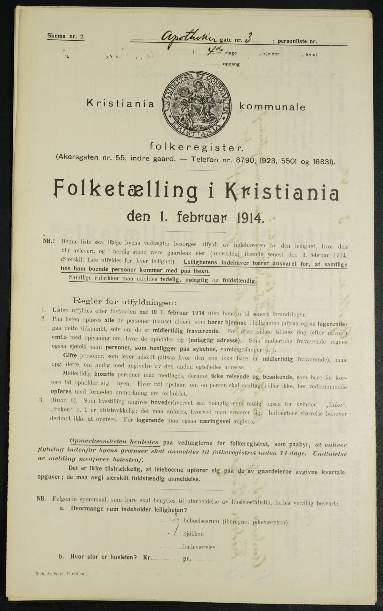 OBA, Kommunal folketelling 1.2.1914 for Kristiania, 1914, s. 1425