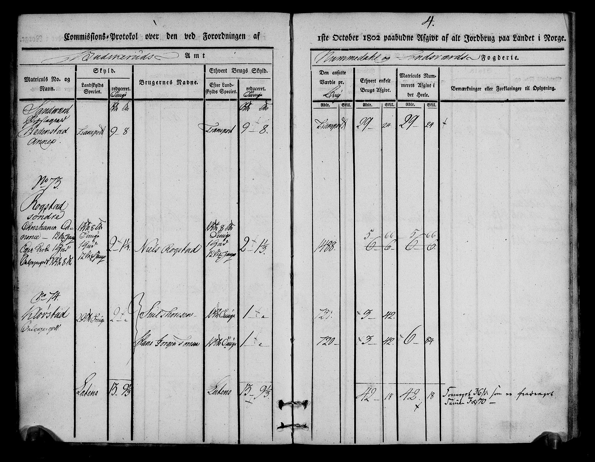 Rentekammeret inntil 1814, Realistisk ordnet avdeling, AV/RA-EA-4070/N/Ne/Nea/L0053: Numedal og Sandsvær fogderi. Kommisjonsprotokoll over matrikulerte jordbruk i Hedenstad anneks, 1803, s. 5