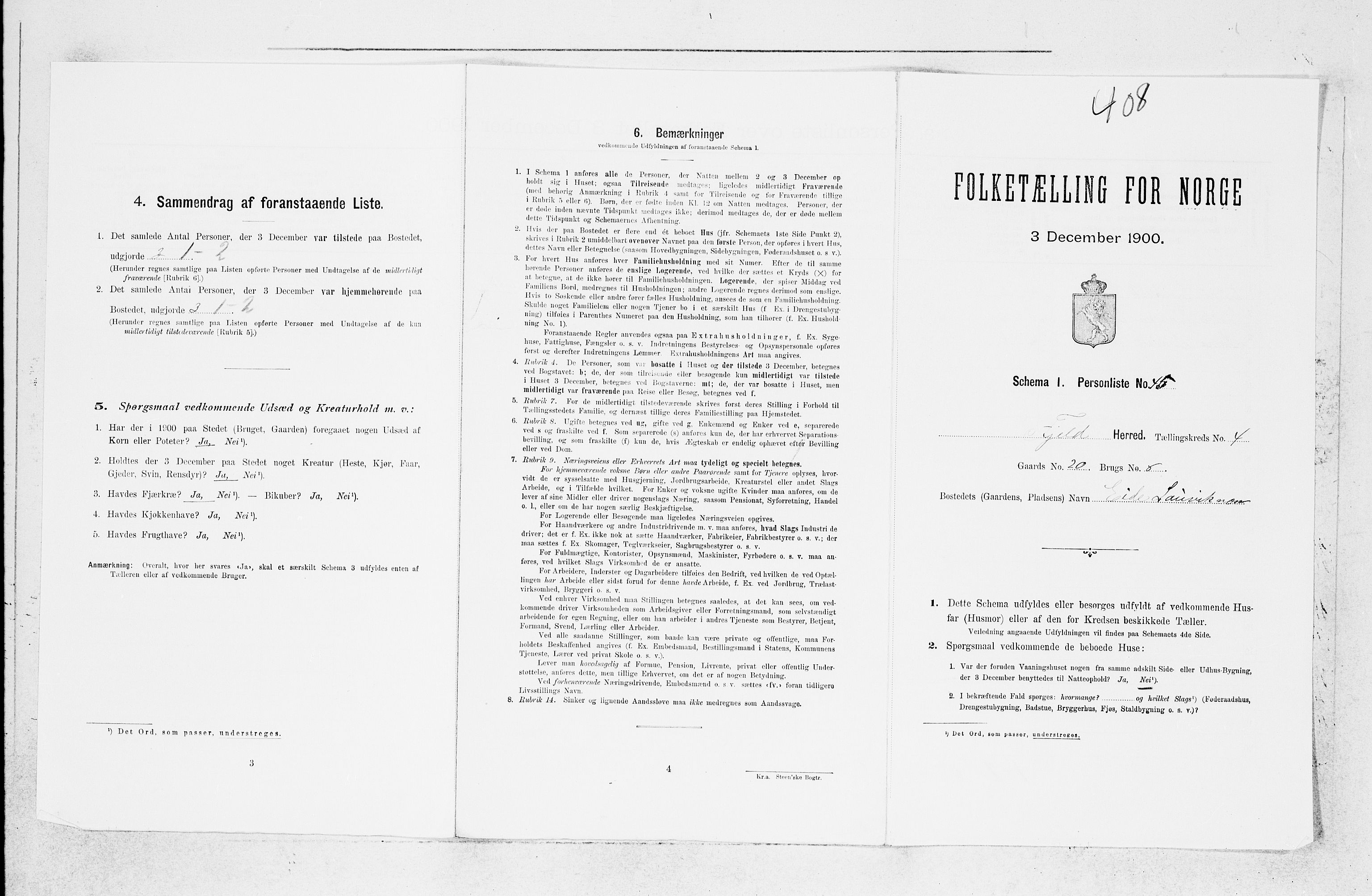SAB, Folketelling 1900 for 1246 Fjell herred, 1900, s. 524