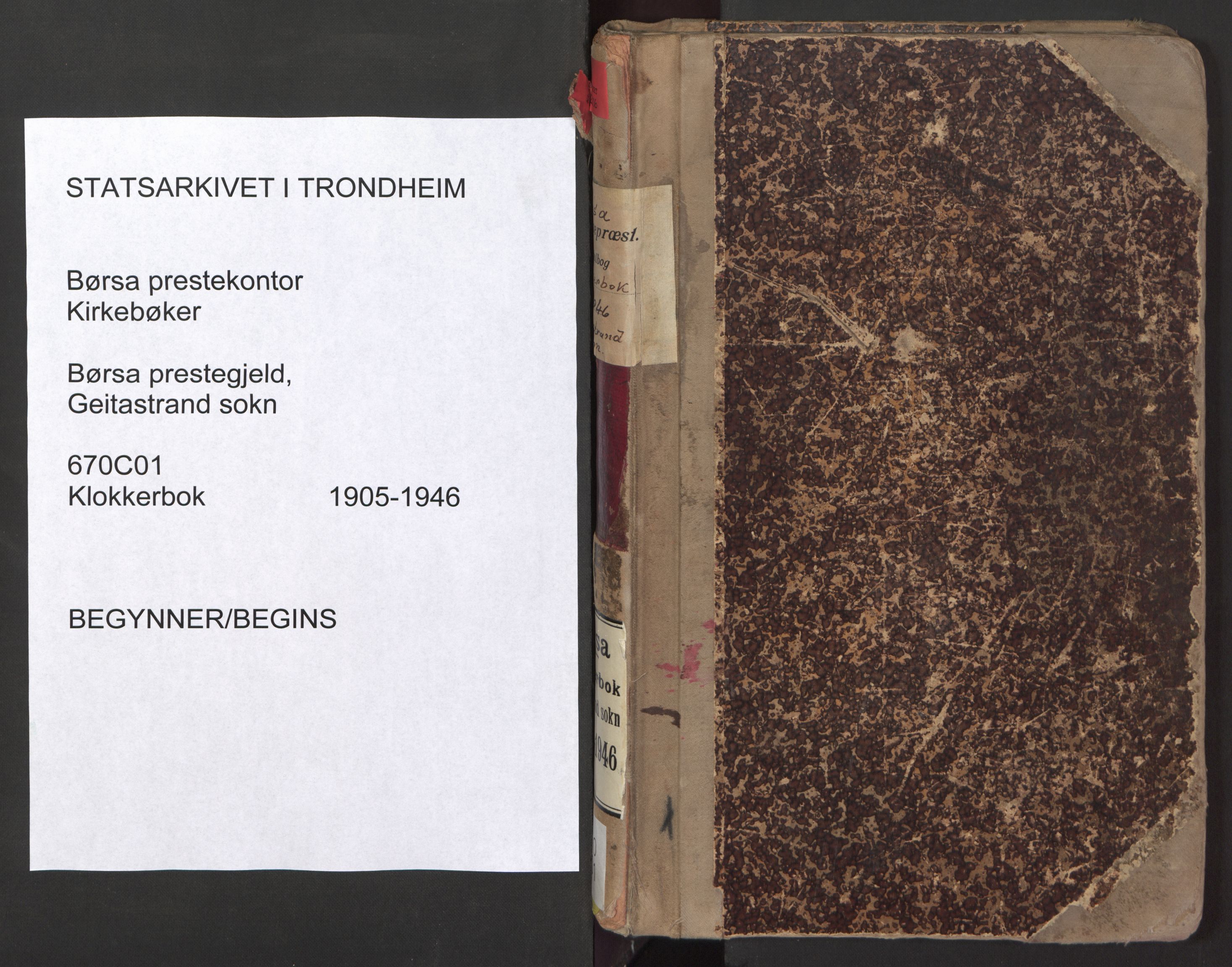 Ministerialprotokoller, klokkerbøker og fødselsregistre - Sør-Trøndelag, AV/SAT-A-1456/670/L0837: Klokkerbok nr. 670C01, 1905-1946