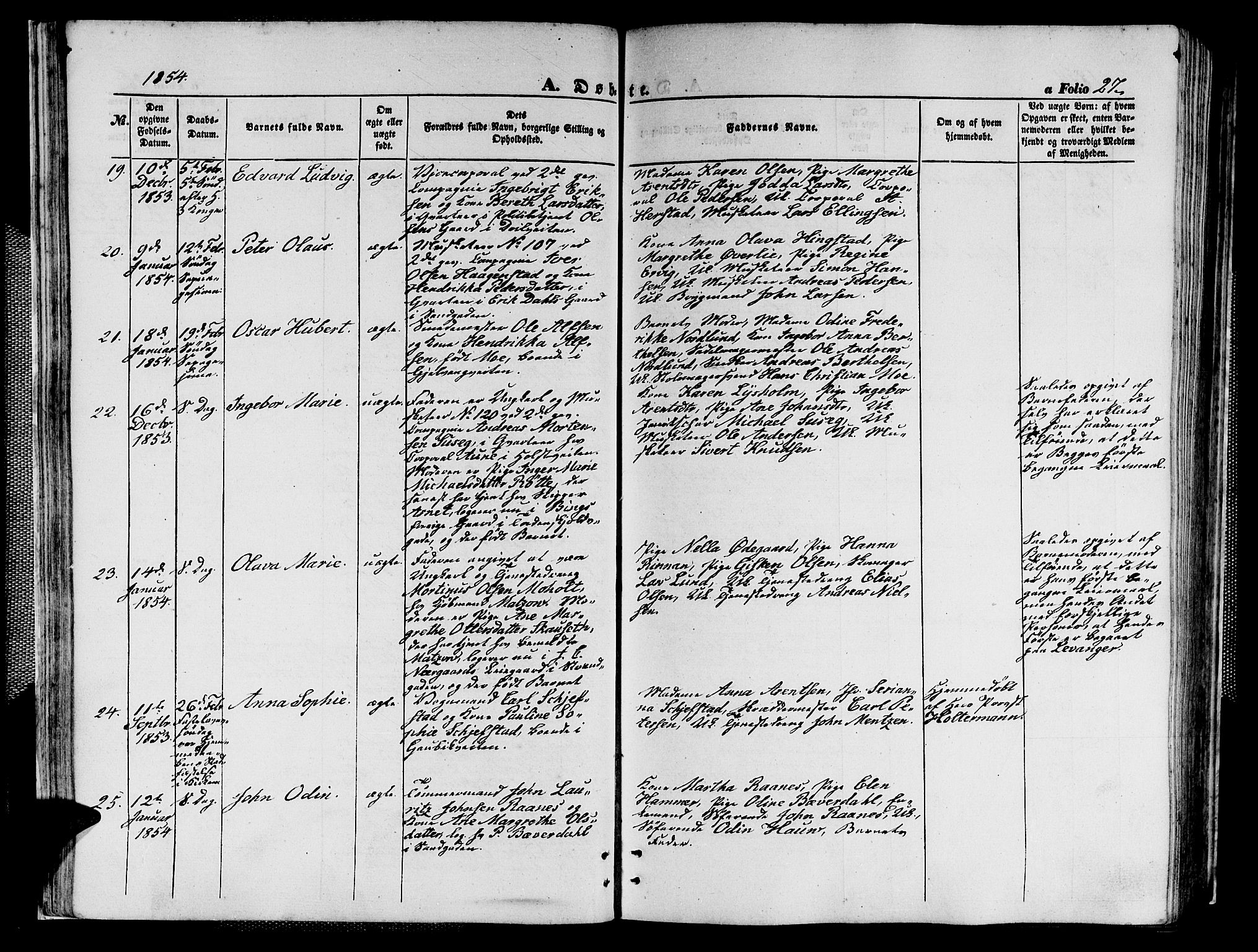 Ministerialprotokoller, klokkerbøker og fødselsregistre - Sør-Trøndelag, SAT/A-1456/602/L0138: Klokkerbok nr. 602C06, 1853-1858, s. 27