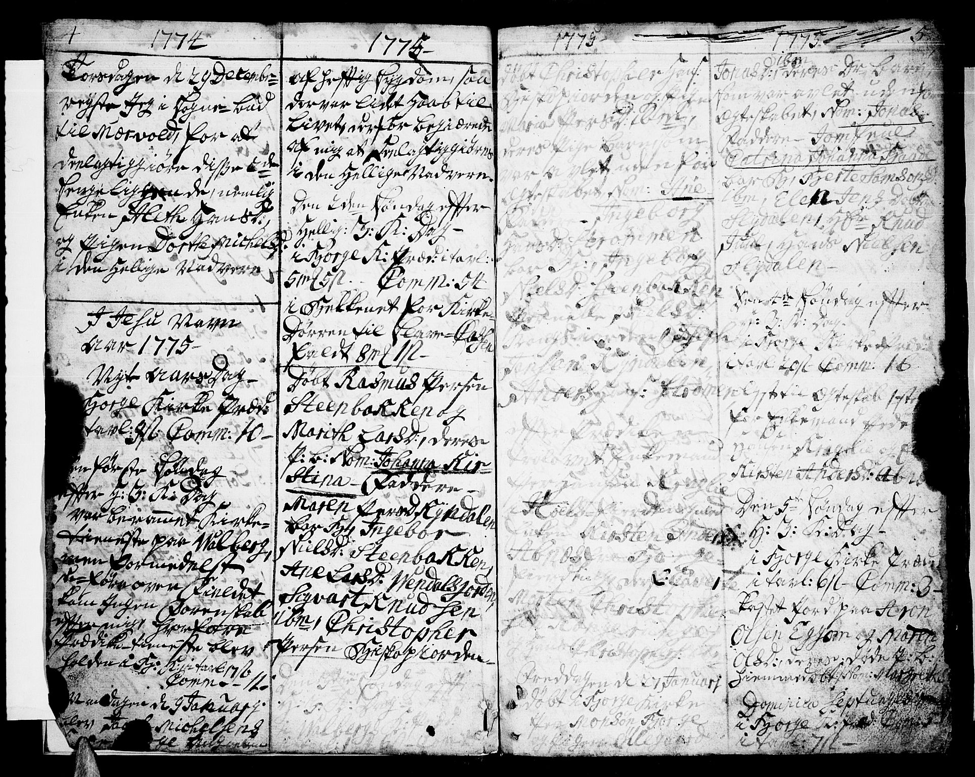 Ministerialprotokoller, klokkerbøker og fødselsregistre - Nordland, AV/SAT-A-1459/880/L1128: Ministerialbok nr. 880A02, 1774-1795, s. 4-5