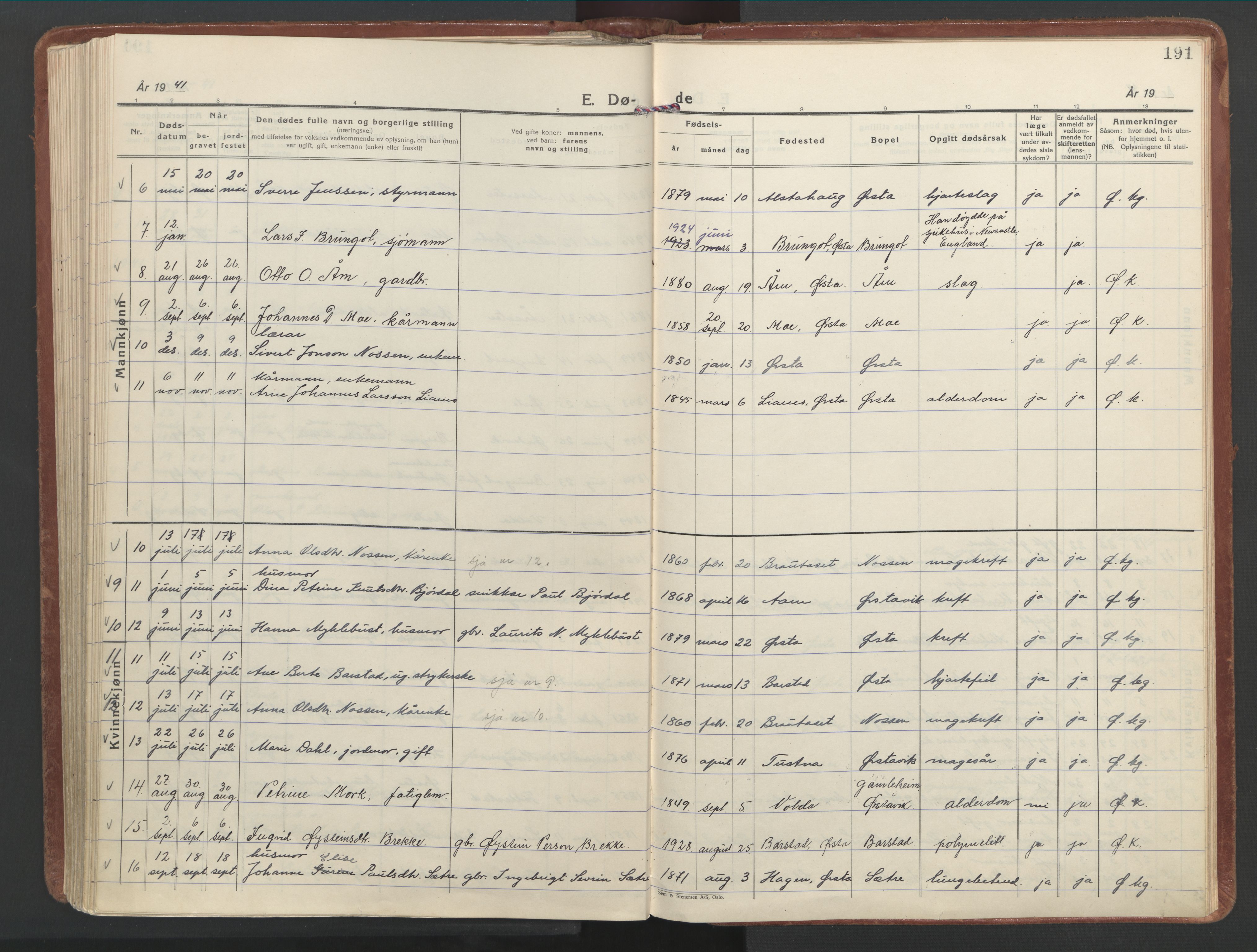 Ministerialprotokoller, klokkerbøker og fødselsregistre - Møre og Romsdal, AV/SAT-A-1454/513/L0181: Ministerialbok nr. 513A08, 1930-1943, s. 191