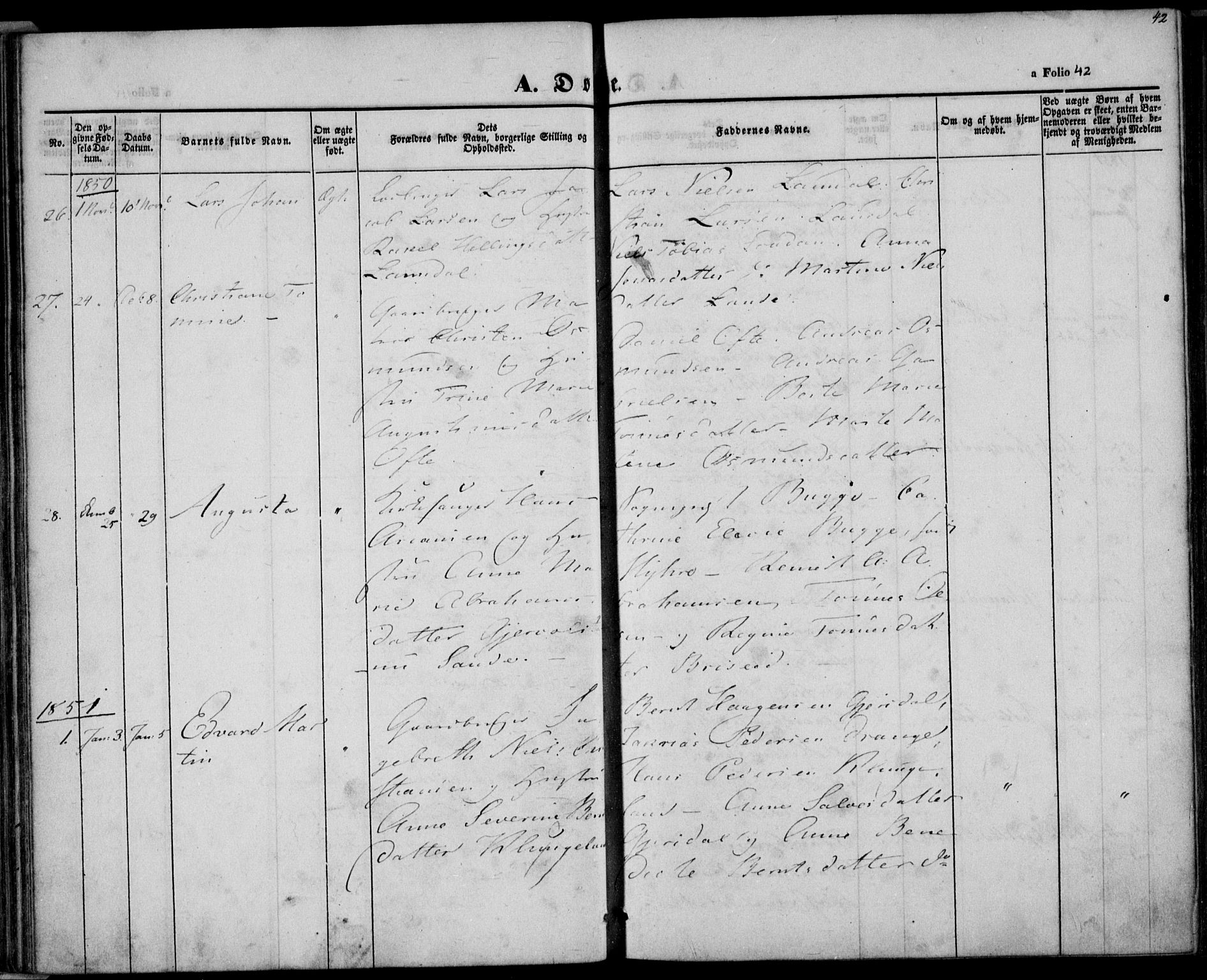 Herad sokneprestkontor, SAK/1111-0018/F/Fa/Faa/L0004: Ministerialbok nr. A 4, 1844-1853, s. 42