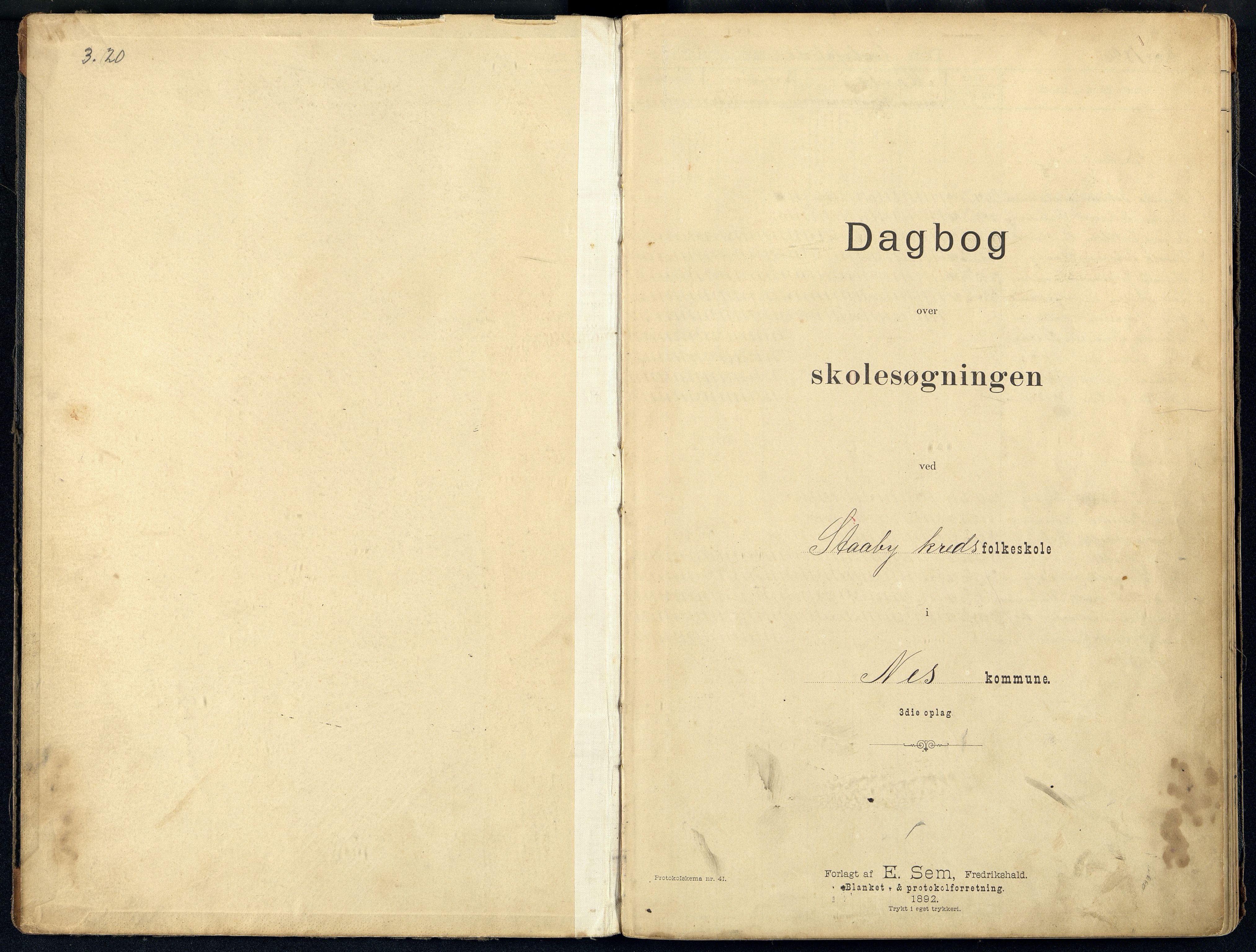 Nes kommune - Ståby Skole, ARKSOR/1004NE555/I/L0001: Dagbok, 1896-1925