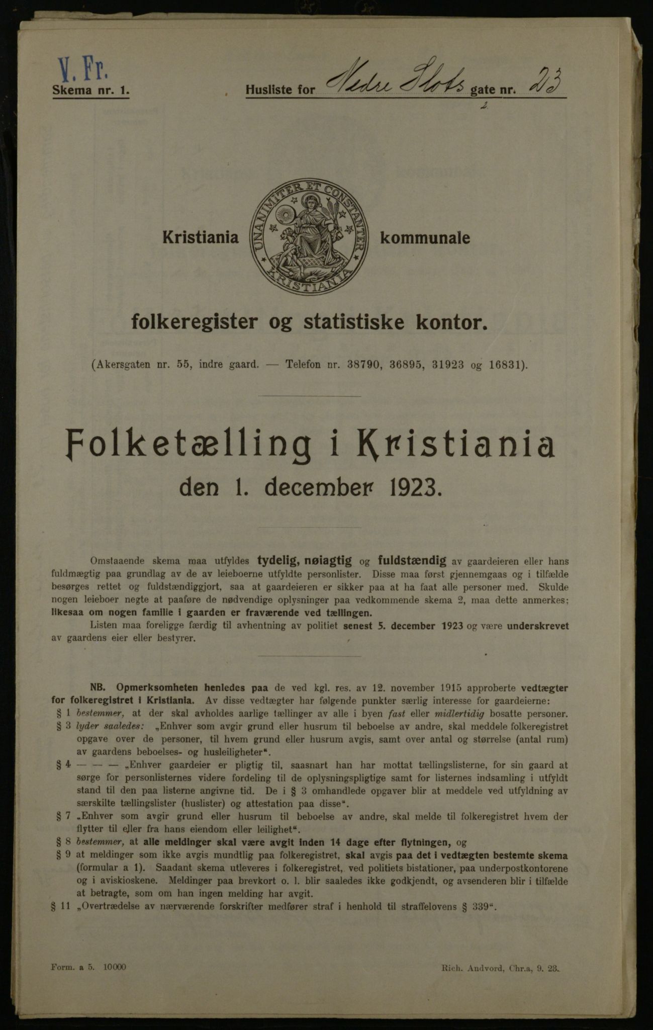 OBA, Kommunal folketelling 1.12.1923 for Kristiania, 1923, s. 76522