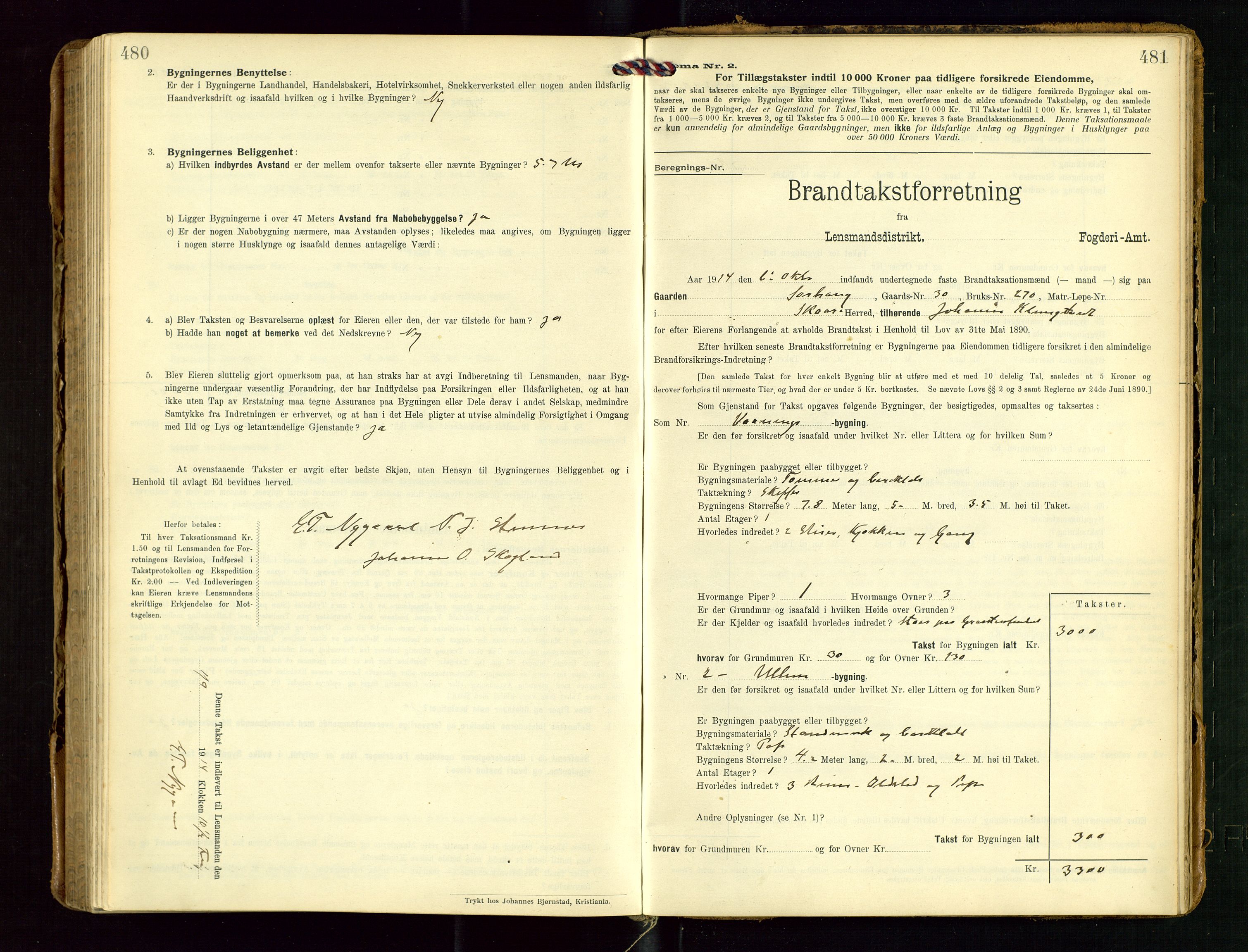 Torvestad lensmannskontor, SAST/A-100307/1/Gob/L0004: "Brandtaxationsprotokol for Torvestad Lensmannsdistrikt", 1909-1923, s. 480-481