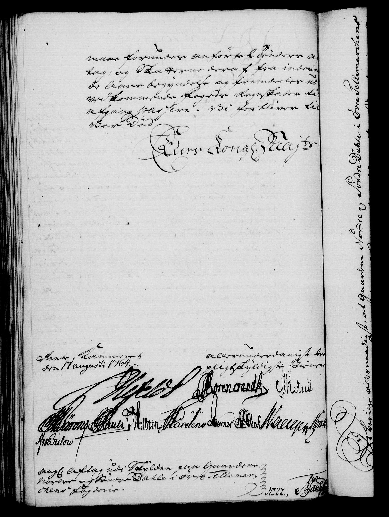 Rentekammeret, Kammerkanselliet, RA/EA-3111/G/Gf/Gfa/L0046: Norsk relasjons- og resolusjonsprotokoll (merket RK 52.46), 1764, s. 321