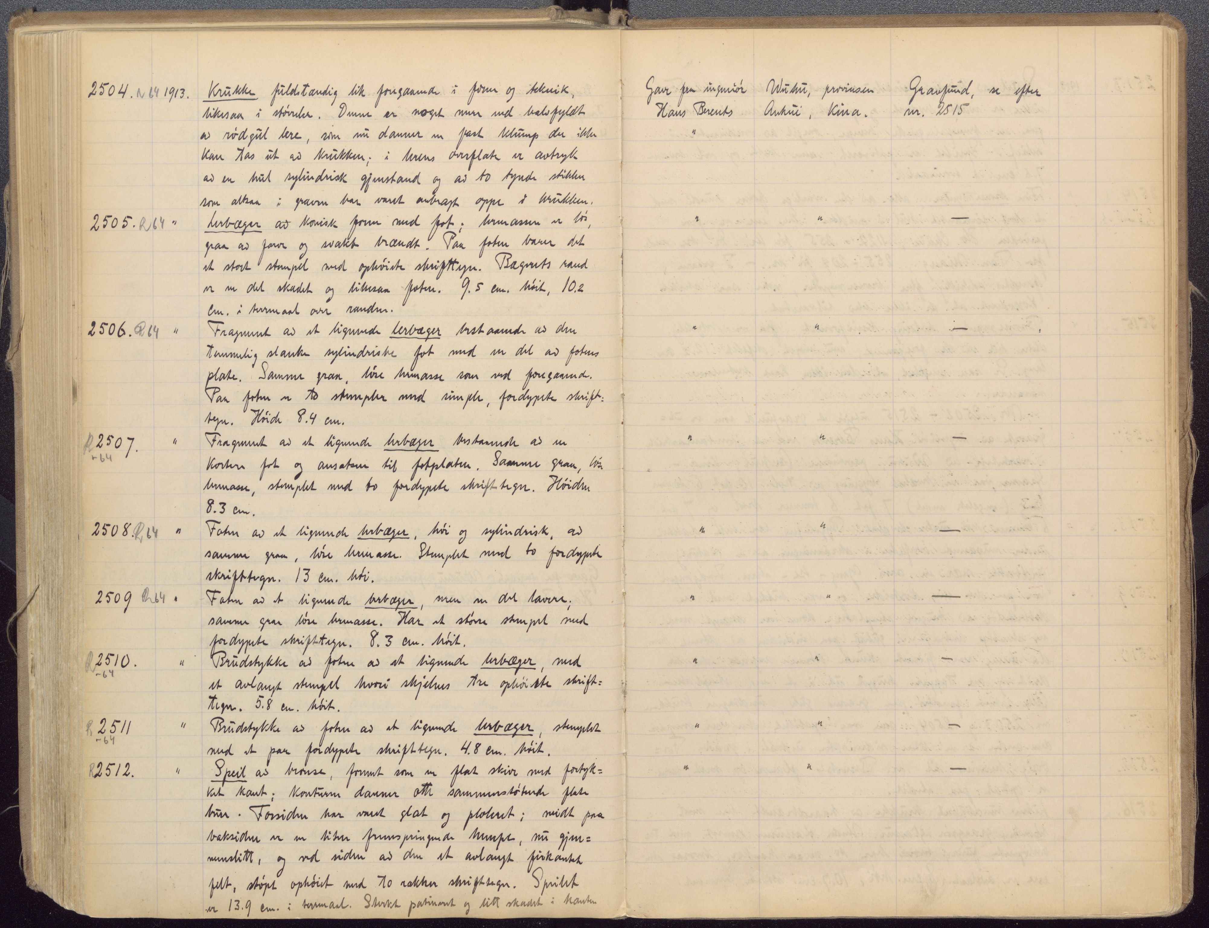Etnografiske samlinger, UMB/A004/F/Fa/L0001: Katalog over den etnografiske samling 1 - 2800, 1894-1921, s. 361, 362