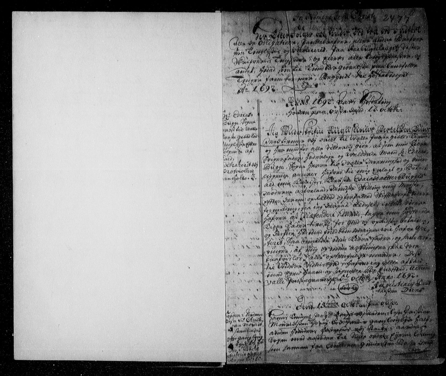 Setesdal sorenskriveri, SAK/1221-0011/G/Gb/L0001: Pantebok nr. 1A, 1692-1697, s. 1