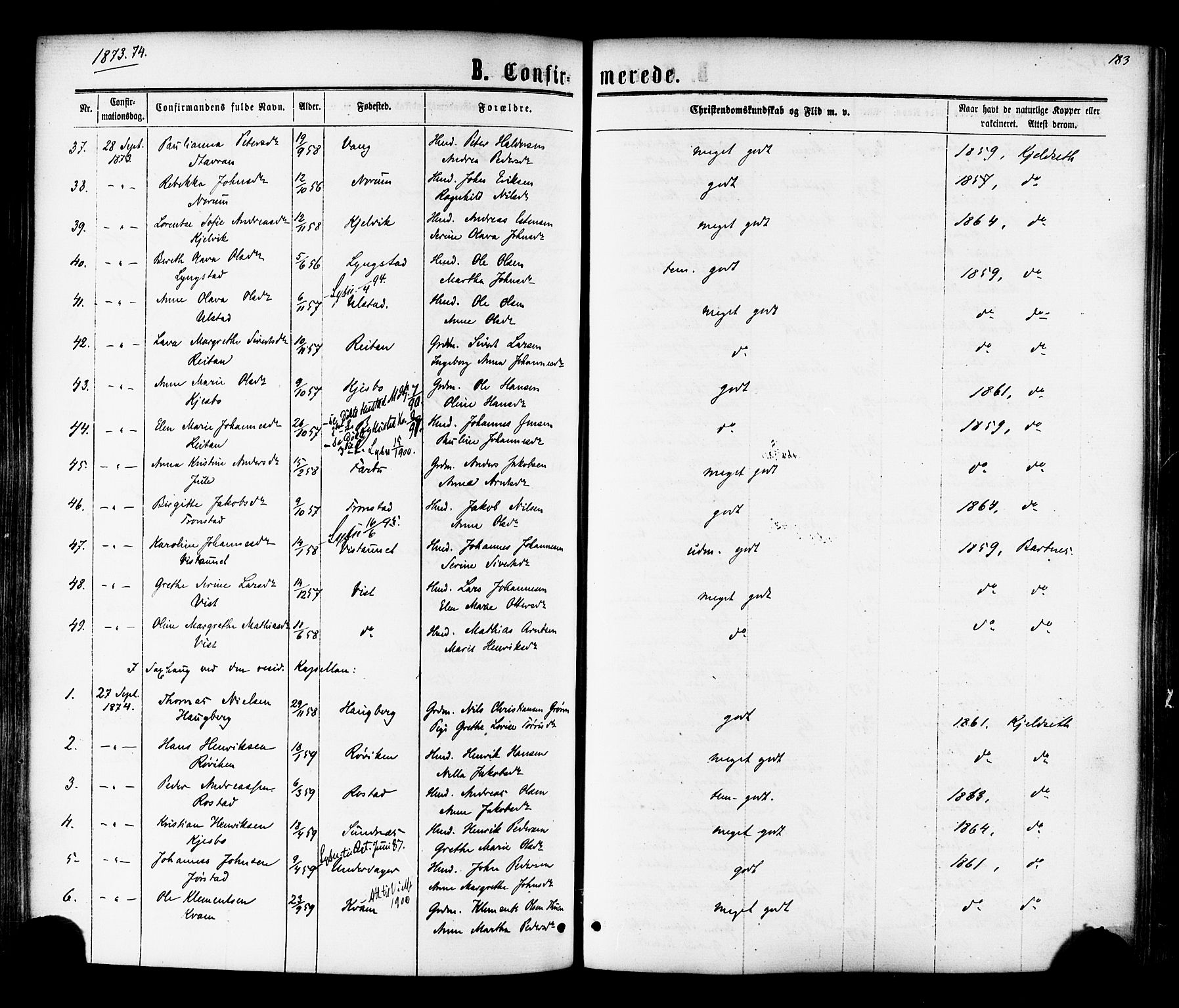 Ministerialprotokoller, klokkerbøker og fødselsregistre - Nord-Trøndelag, SAT/A-1458/730/L0284: Ministerialbok nr. 730A09, 1866-1878, s. 183