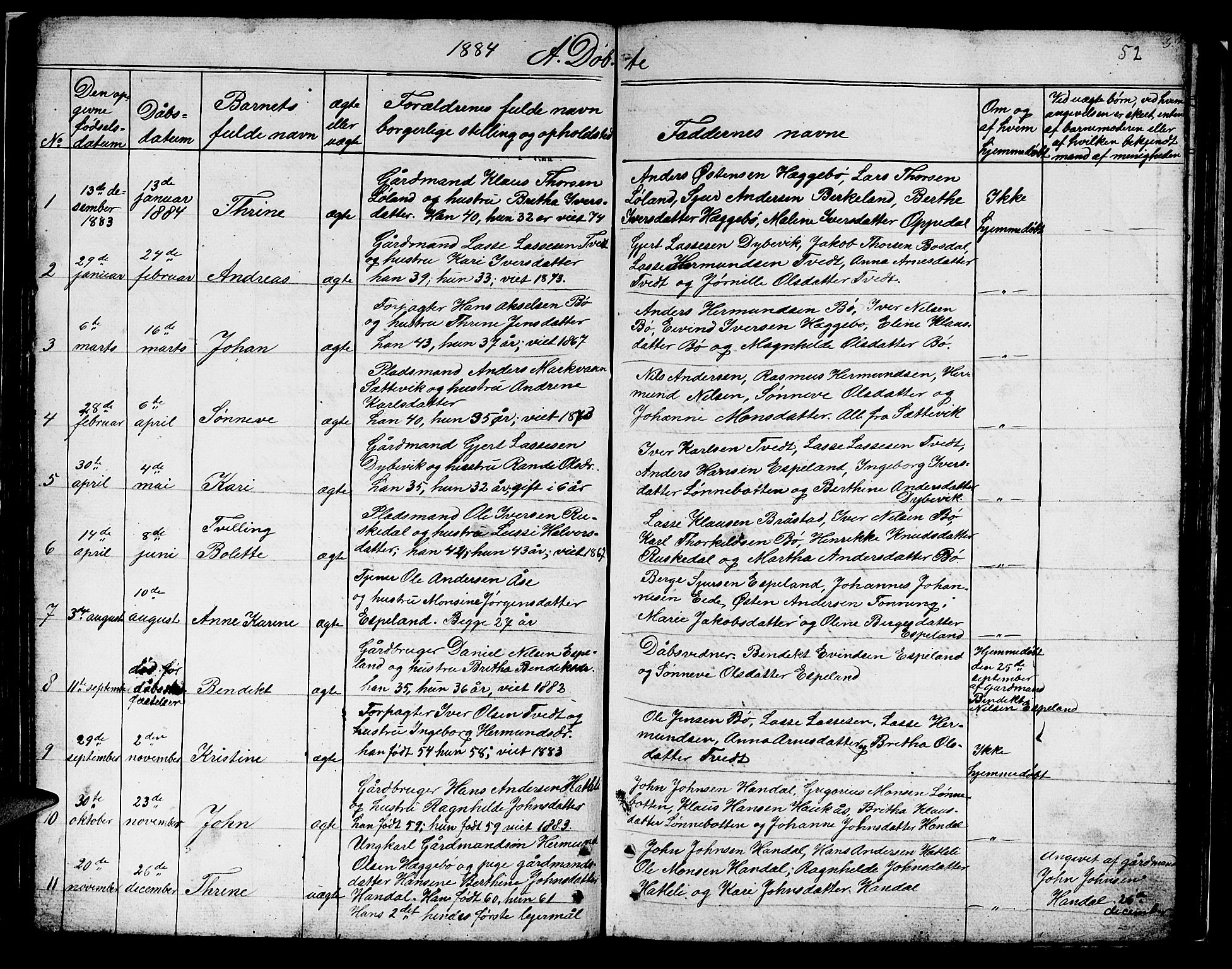 Hyllestad sokneprestembete, AV/SAB-A-80401: Klokkerbok nr. B 1, 1854-1889, s. 52