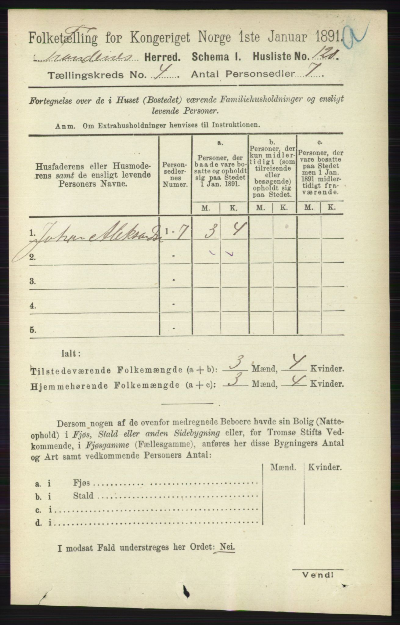 RA, Folketelling 1891 for 1914 Trondenes herred, 1891, s. 1933