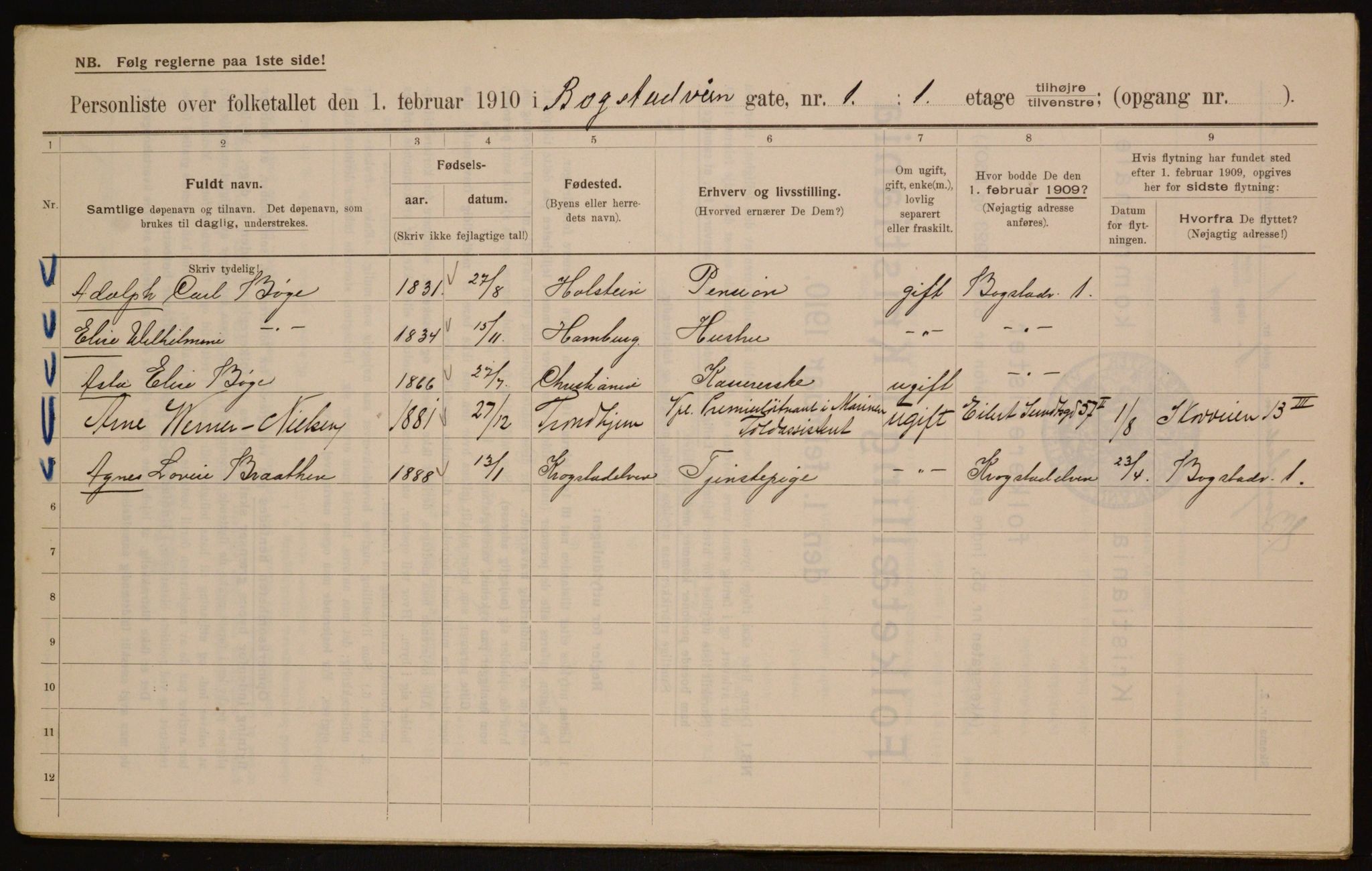 OBA, Kommunal folketelling 1.2.1910 for Kristiania, 1910, s. 6570