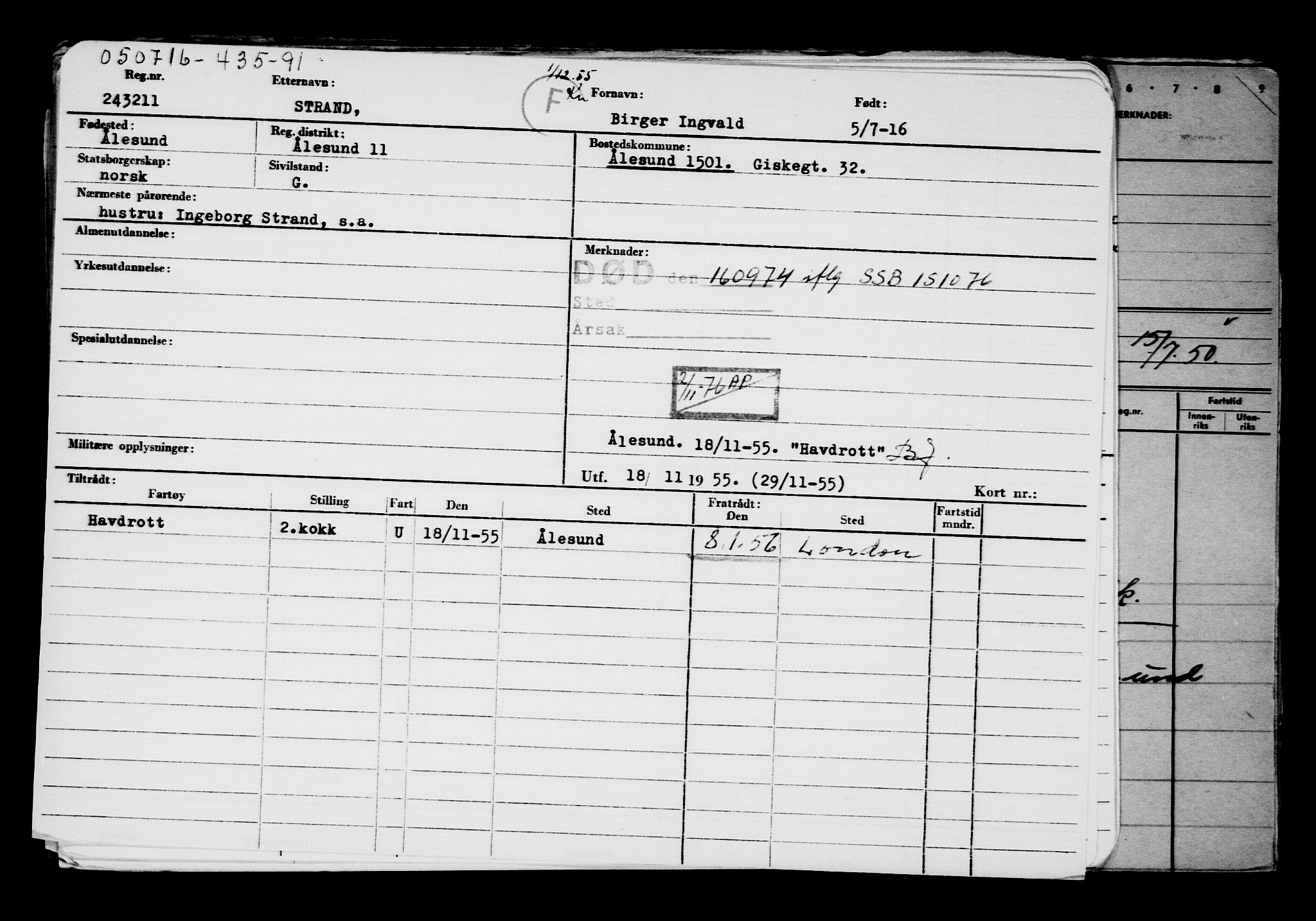 Direktoratet for sjømenn, AV/RA-S-3545/G/Gb/L0140: Hovedkort, 1916, s. 557