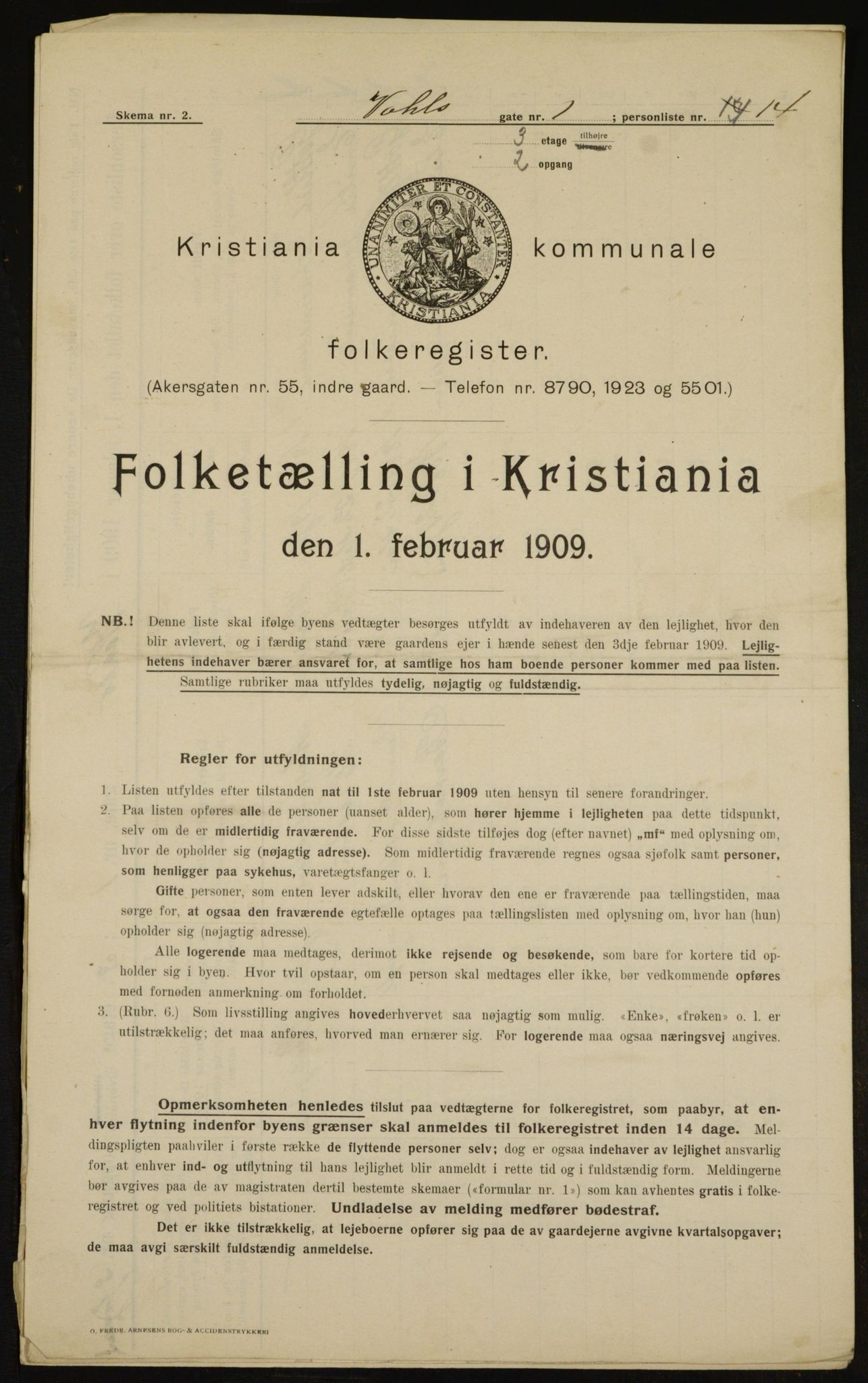 OBA, Kommunal folketelling 1.2.1909 for Kristiania kjøpstad, 1909, s. 110178