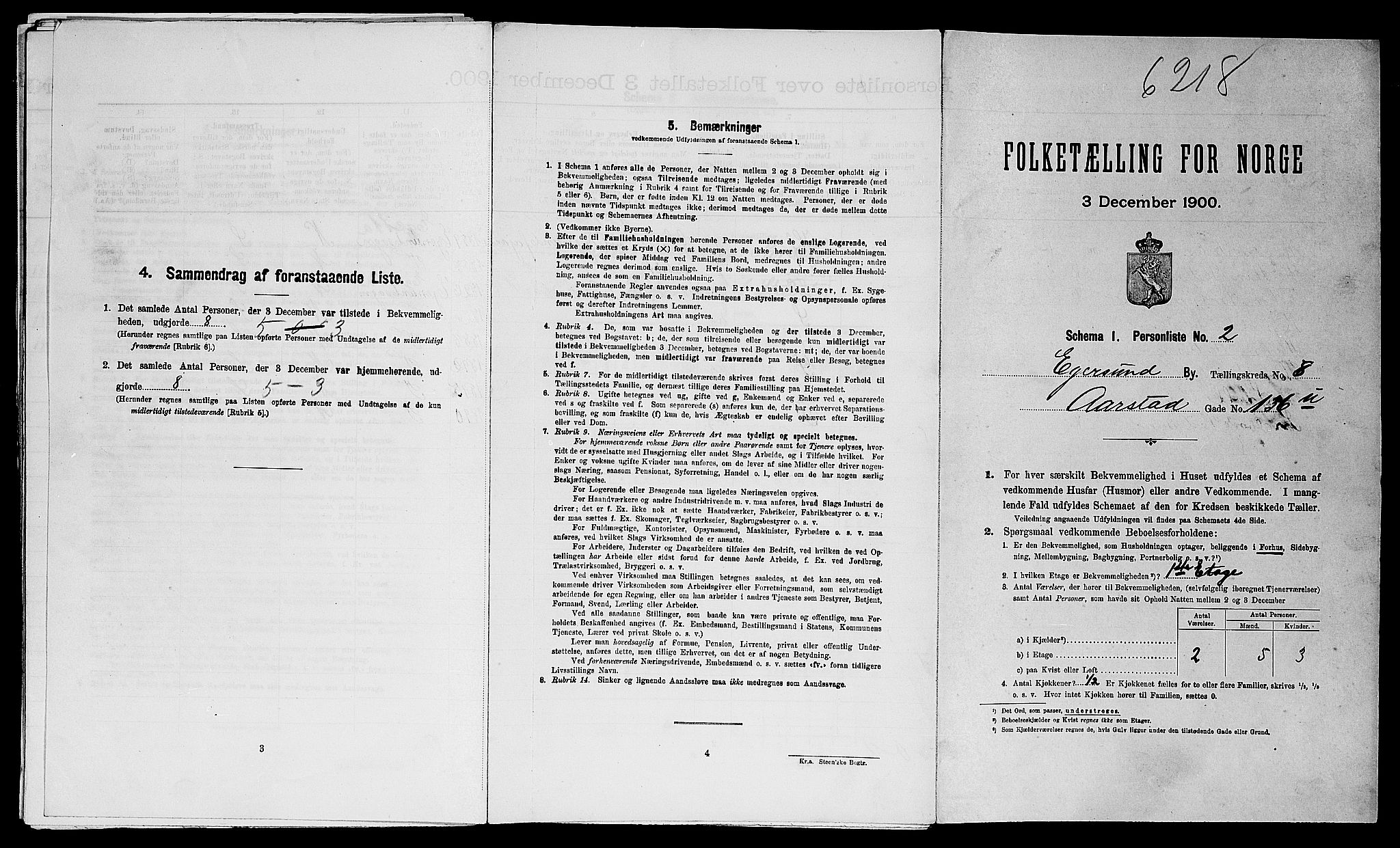 SAST, Folketelling 1900 for 1101 Egersund ladested, 1900, s. 752